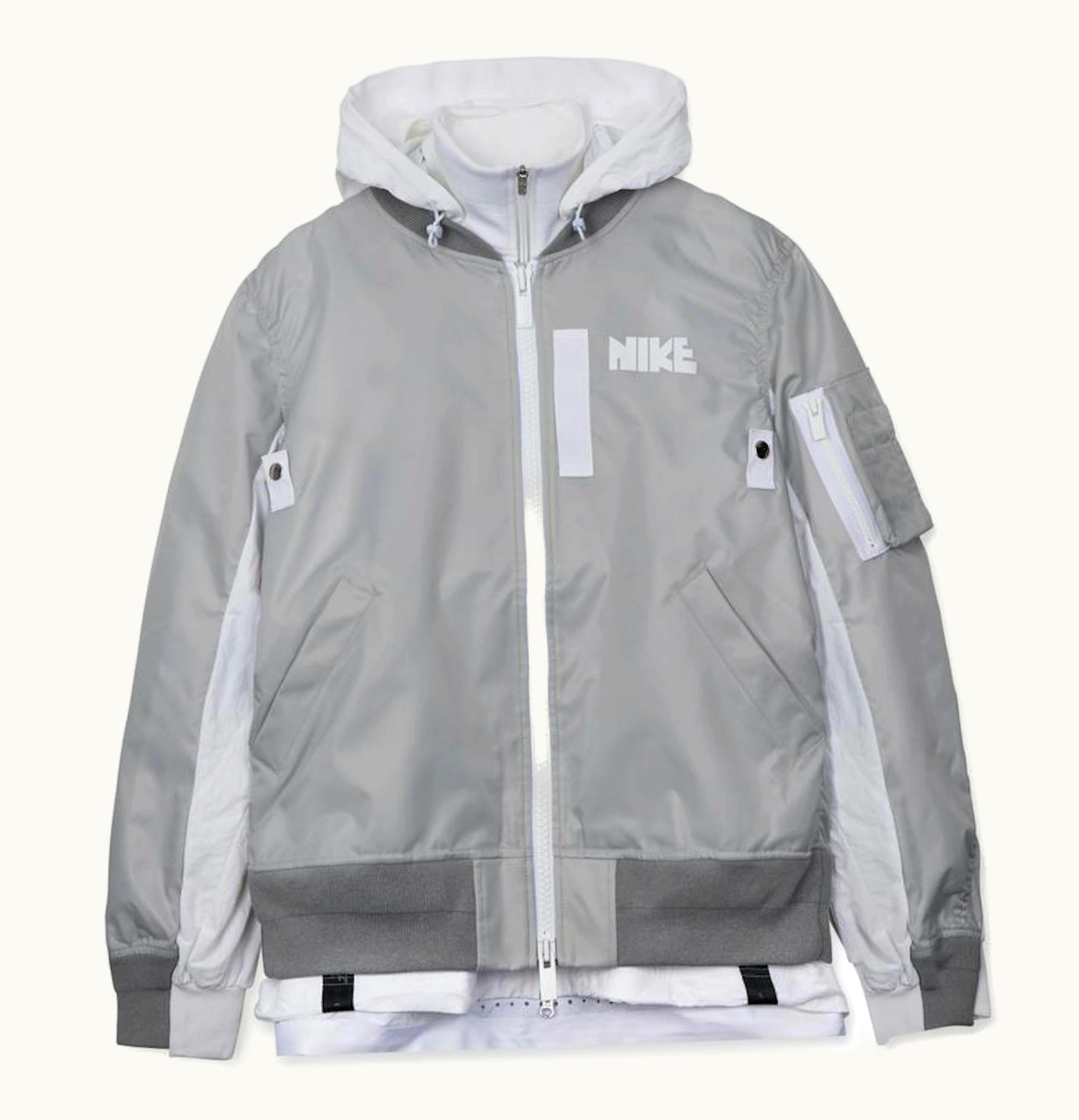 Nike Nike x Sacai Layered Bomber Jacket Grey Fog Womens