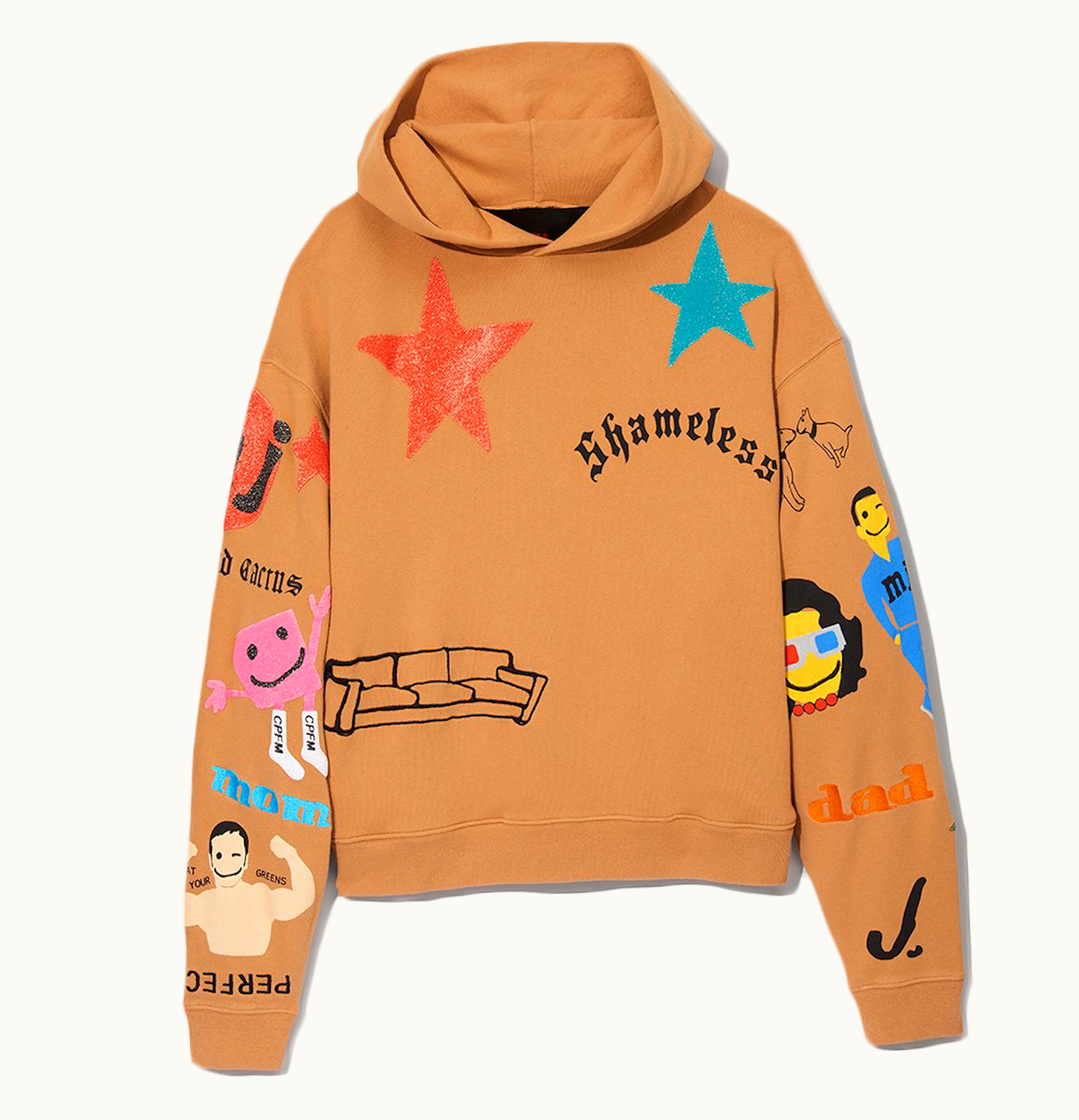 Cactus Plant Flea Market Cactus Plant Flea Market x Marc Jacobs Tattoo Hooded Pullover Sweatshirt Sand