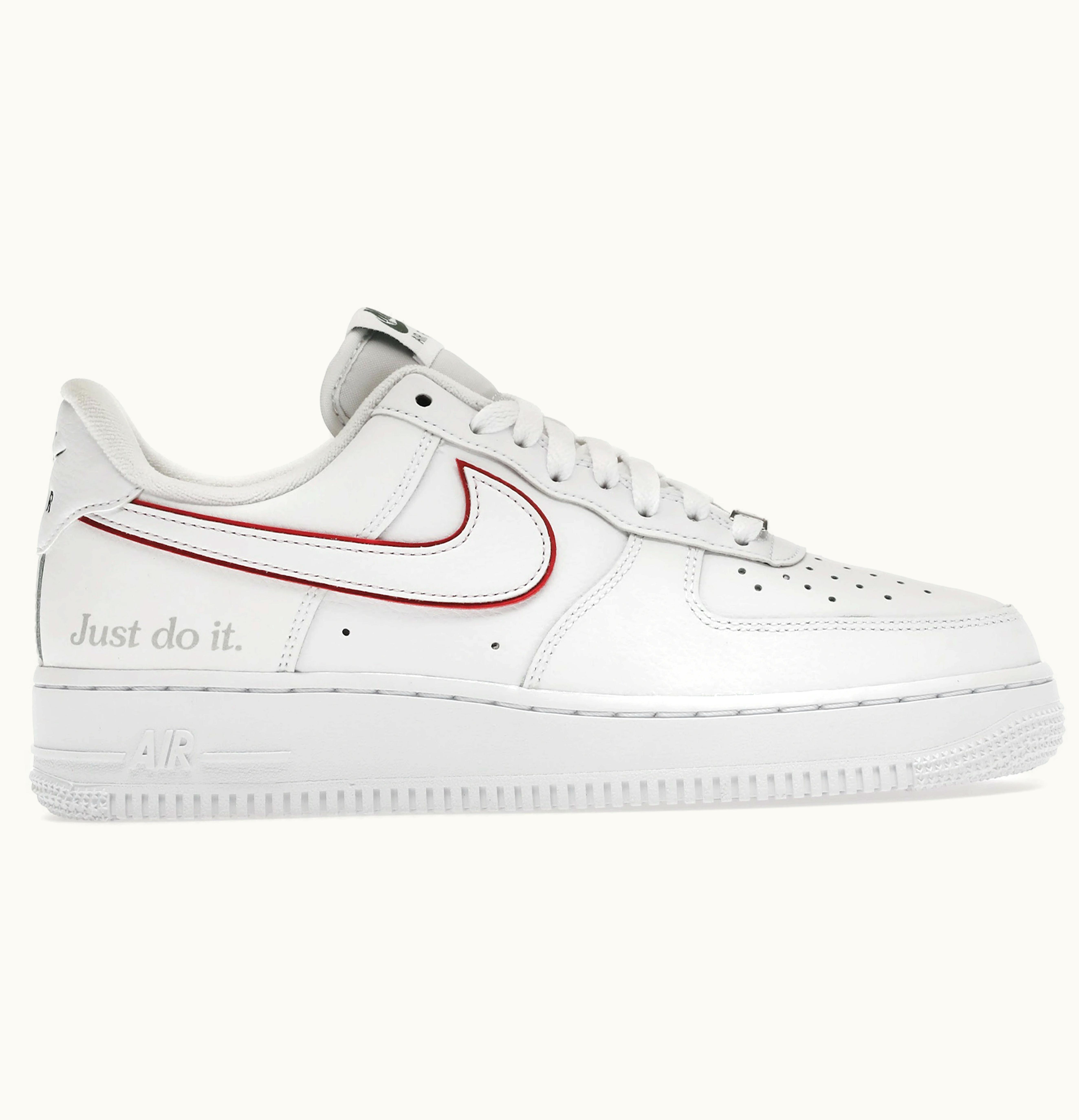 Nike Nike Air Force 1 Low Just Do It White Noble Green Metallic Silver University Red