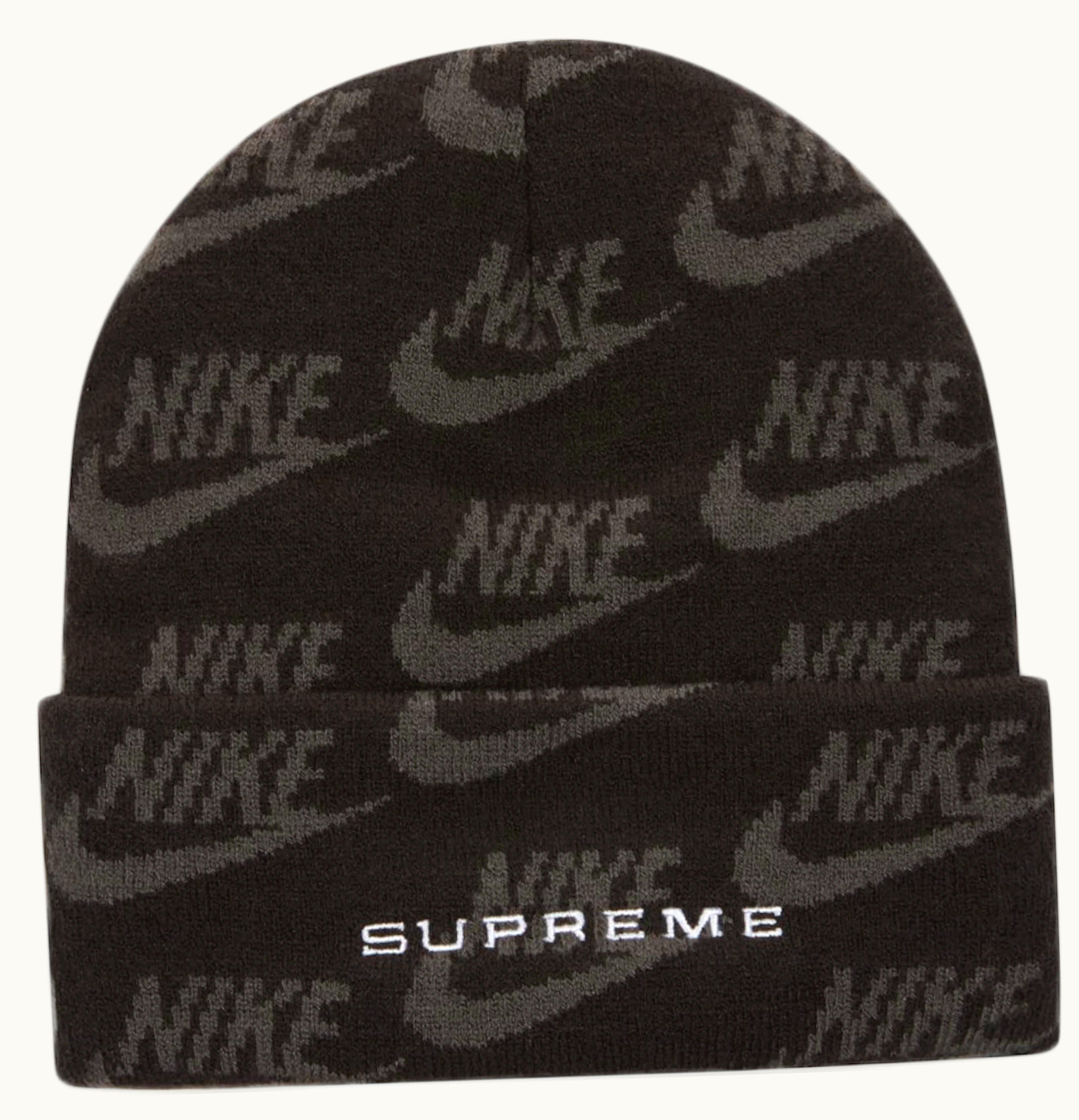 Supreme Supreme Nike Jacquard Logos Beanie Black