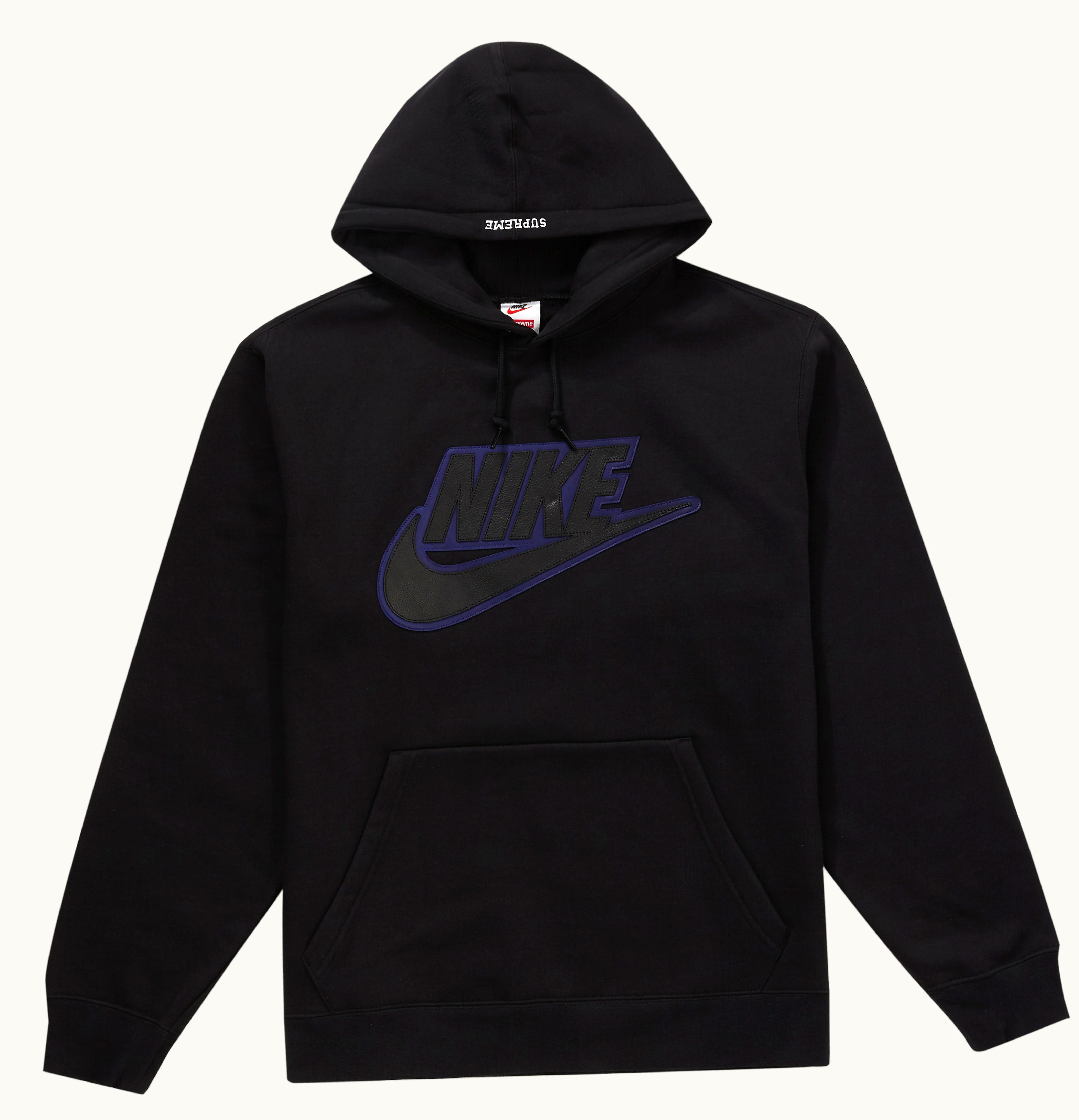 Supreme Supreme Nike Leather Applique Hooded Sweatshirt Black