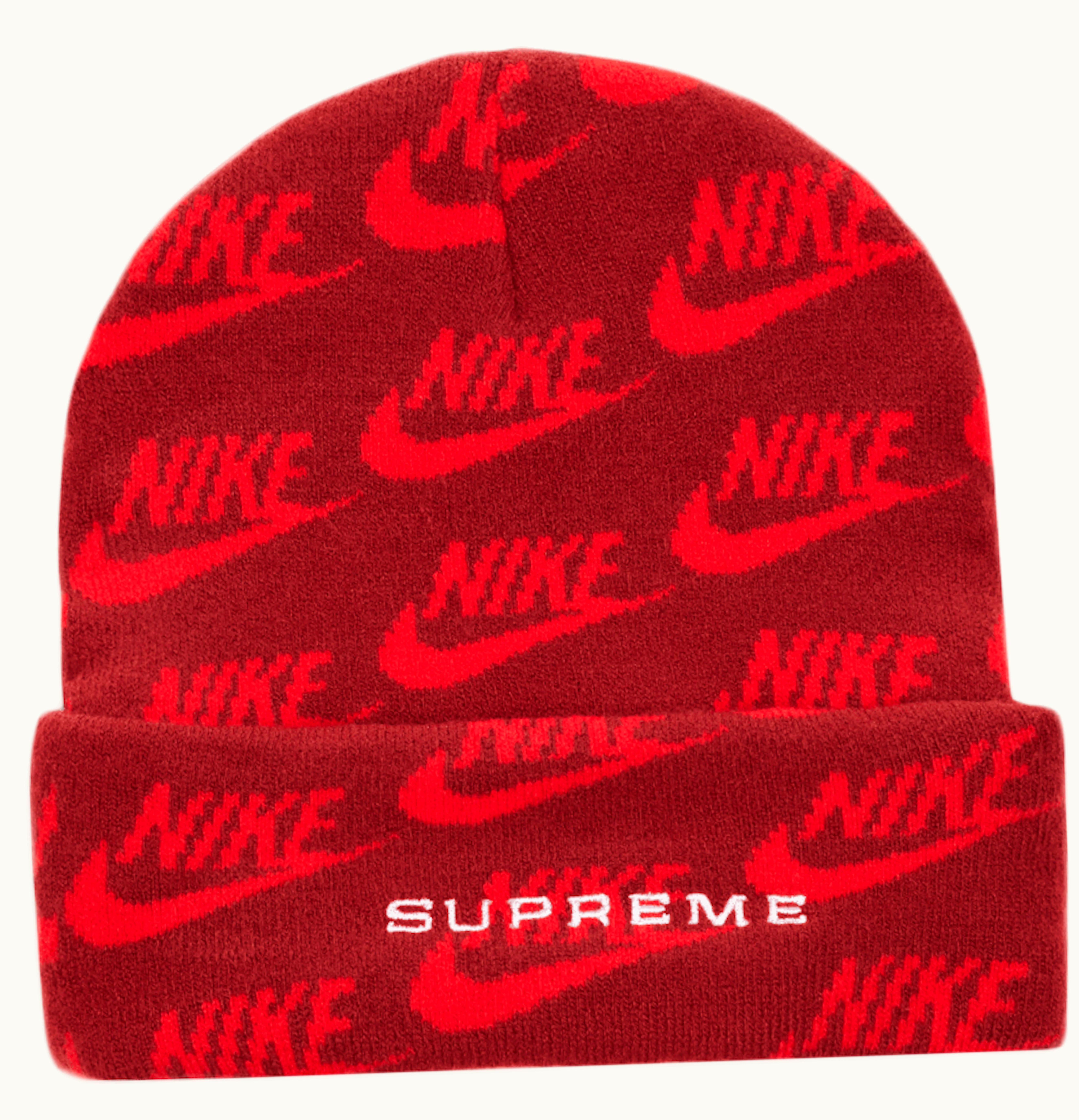 Supreme Supreme Nike Jacquard Logos Beanie Red