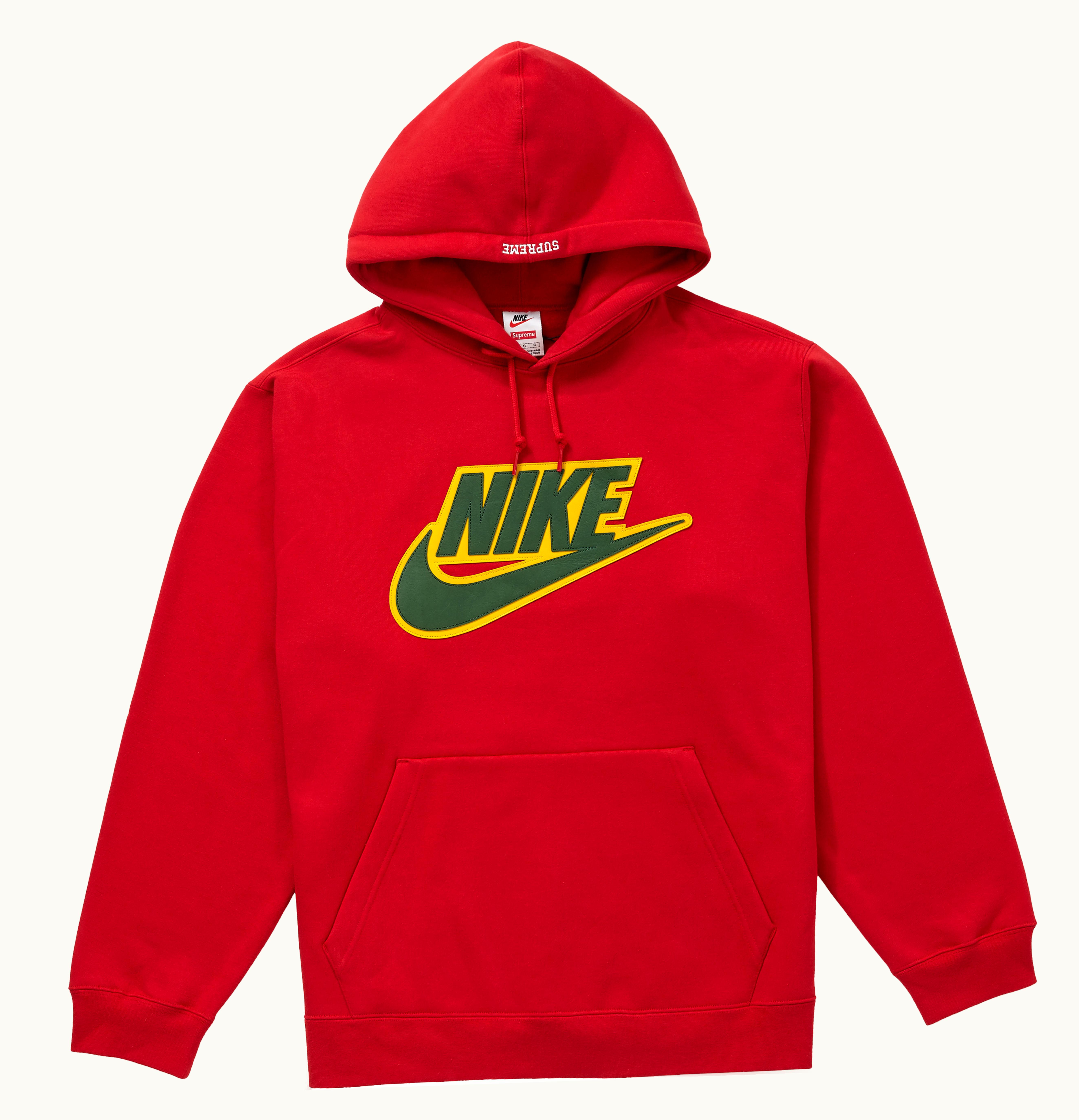 Supreme Supreme Nike Leather Applique Hooded Sweatshirt Red