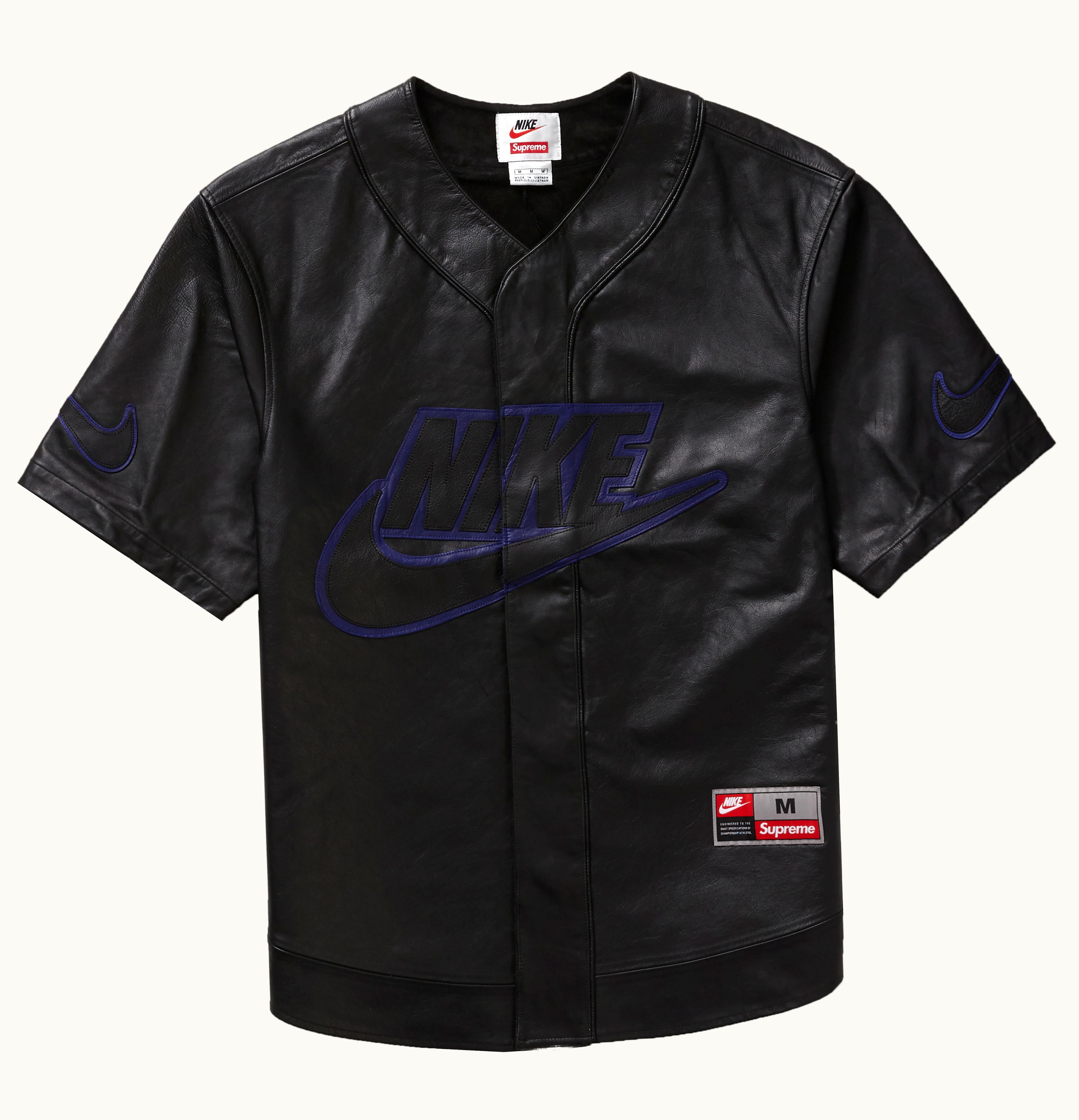 Supreme Supreme Nike Leather Baseball Jersey Black