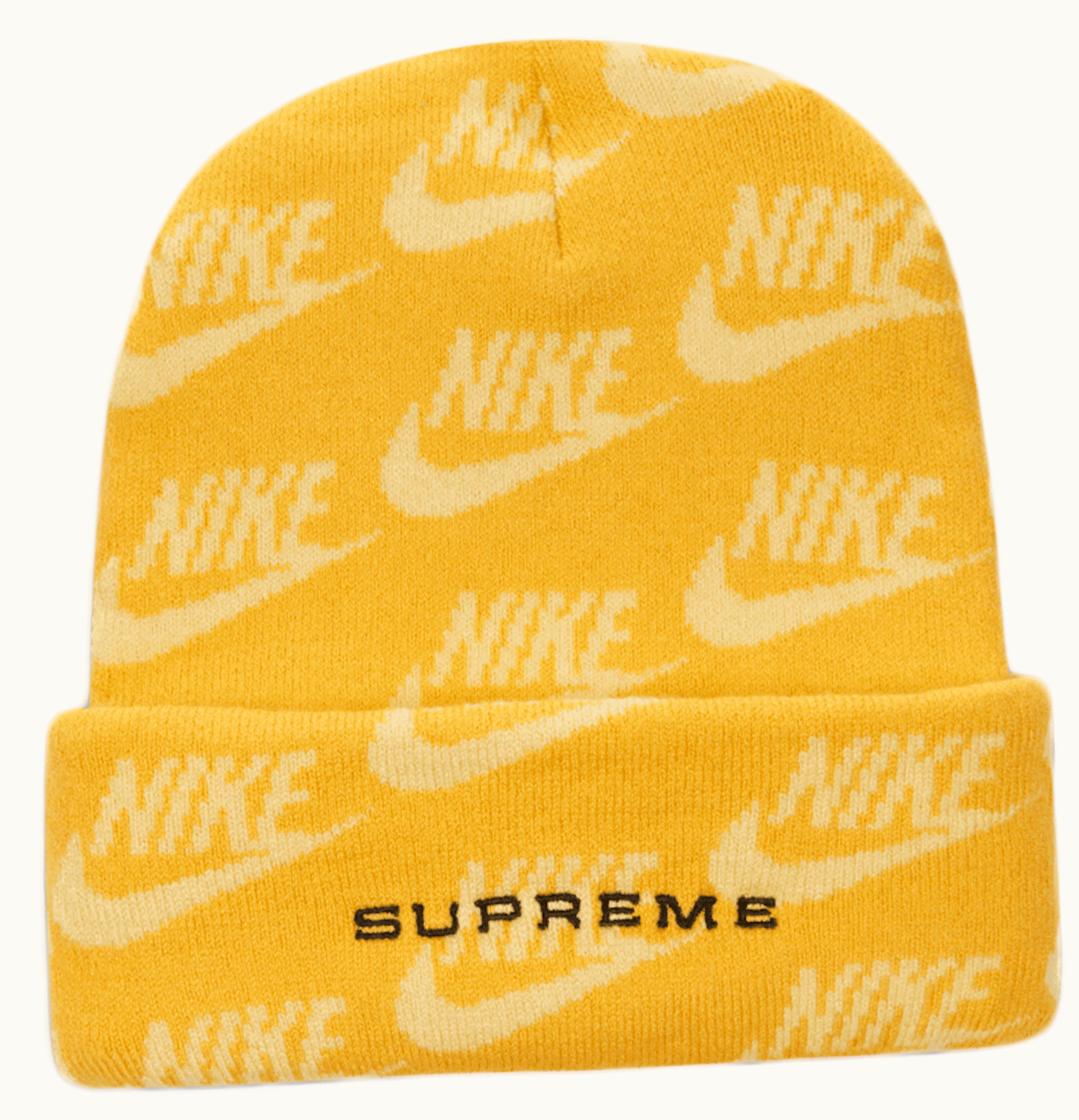 Supreme Supreme Nike Jacquard Logos Beanie Pale Yellow