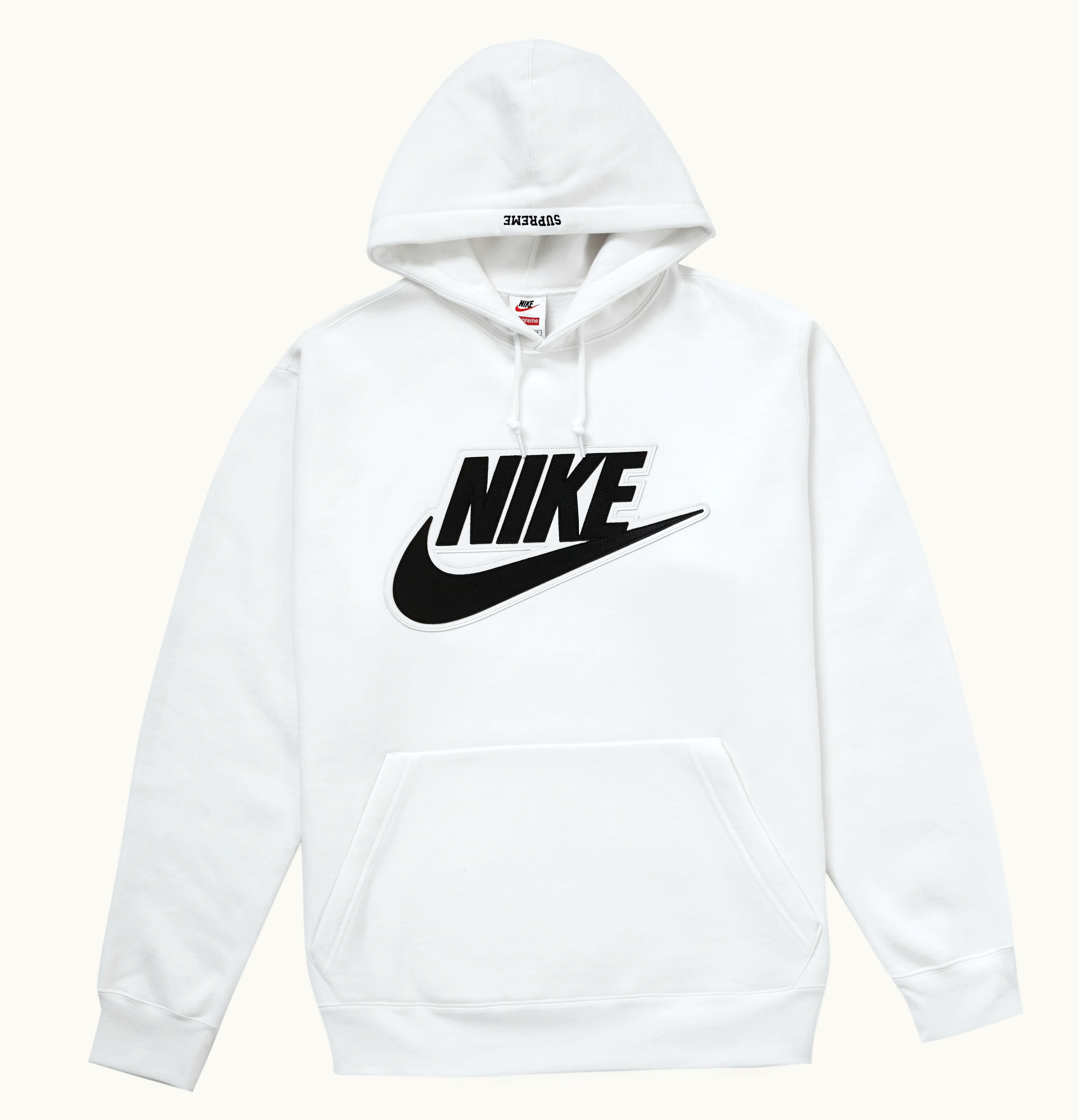 Supreme Supreme Nike Leather Applique Hooded Sweatshirt White