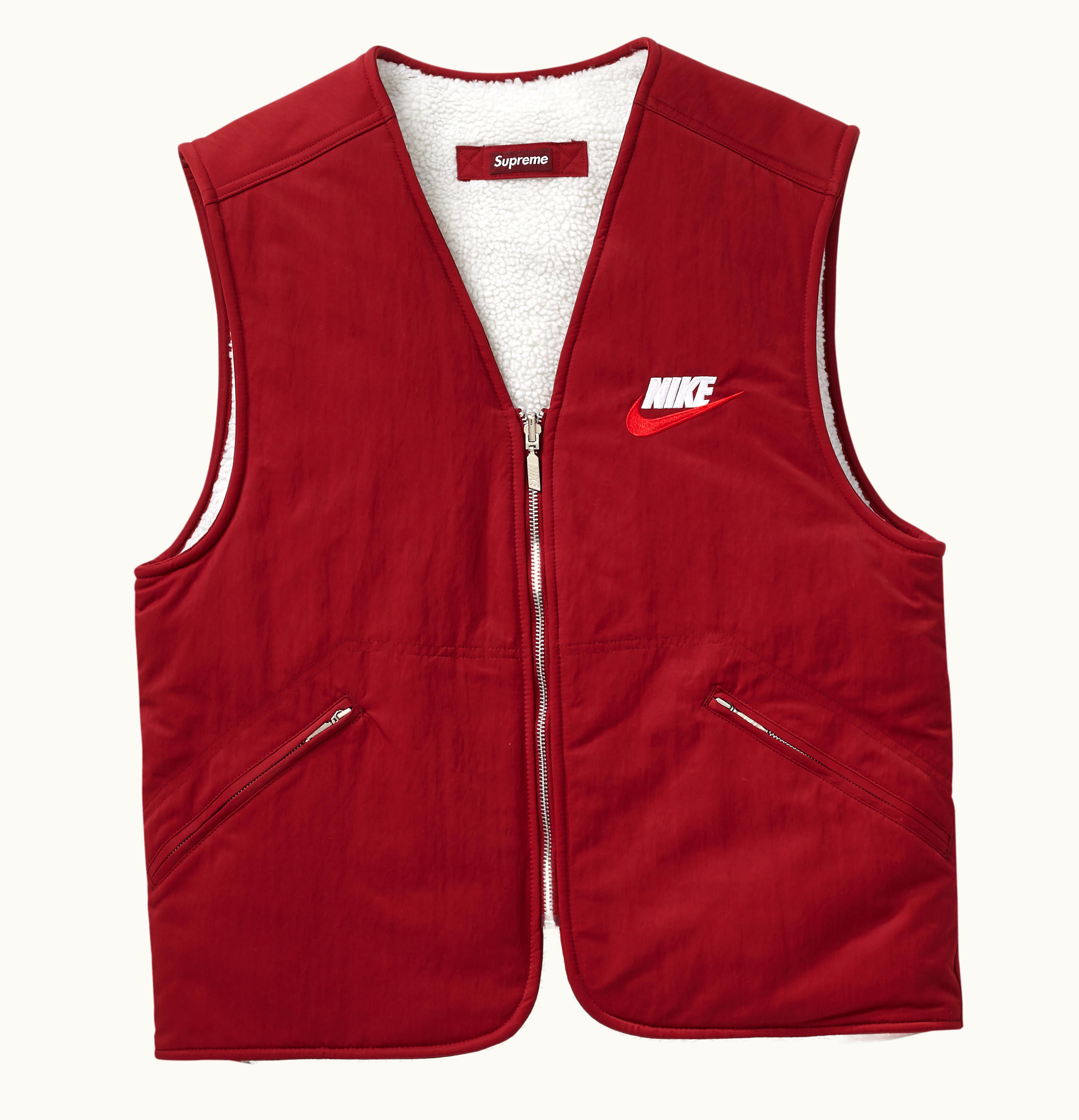 Supreme Supreme Nike Reversible Nylon Sherpa Vest Burgundy