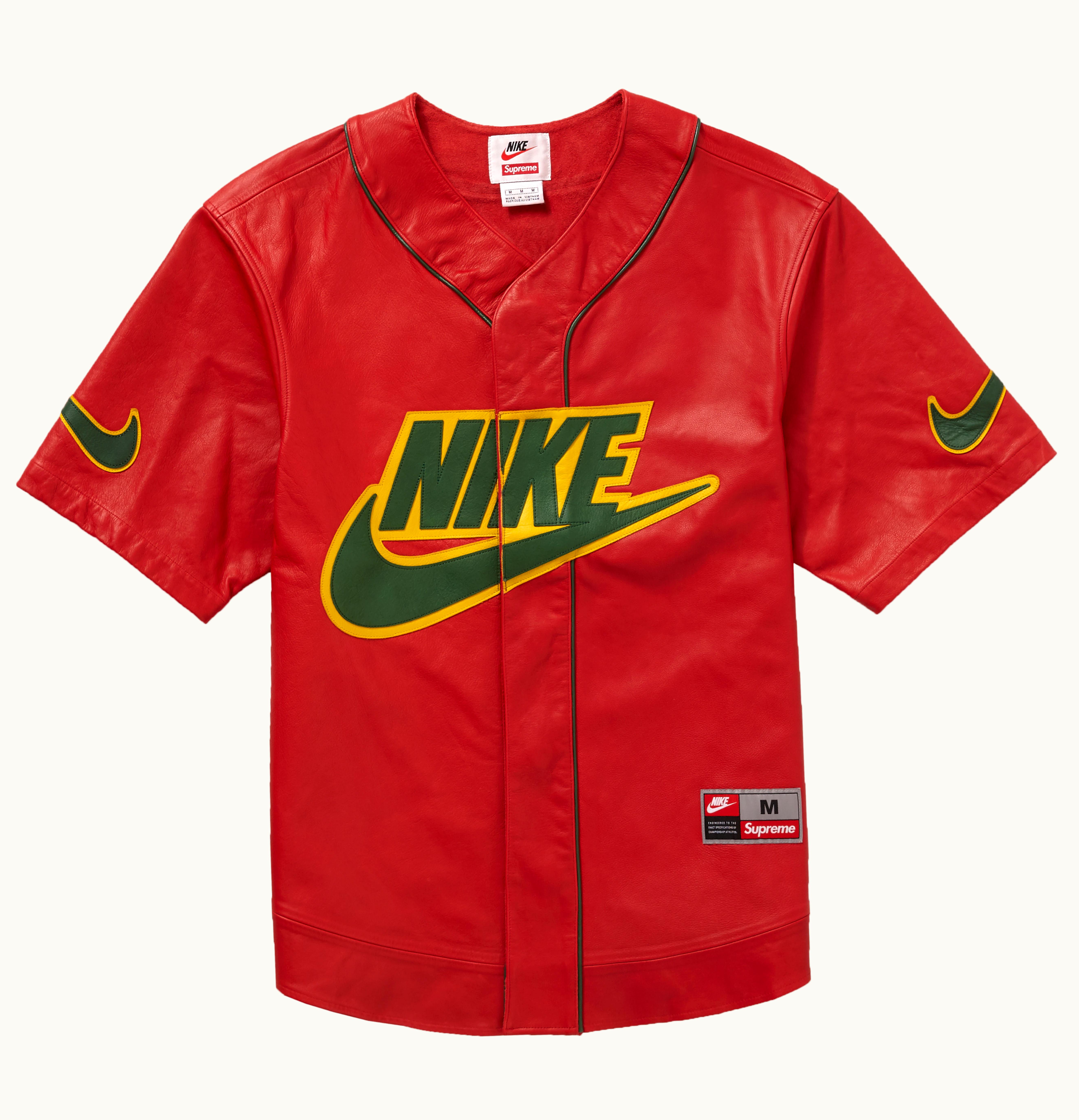 Supreme Supreme Nike Leather Baseball Jersey Red