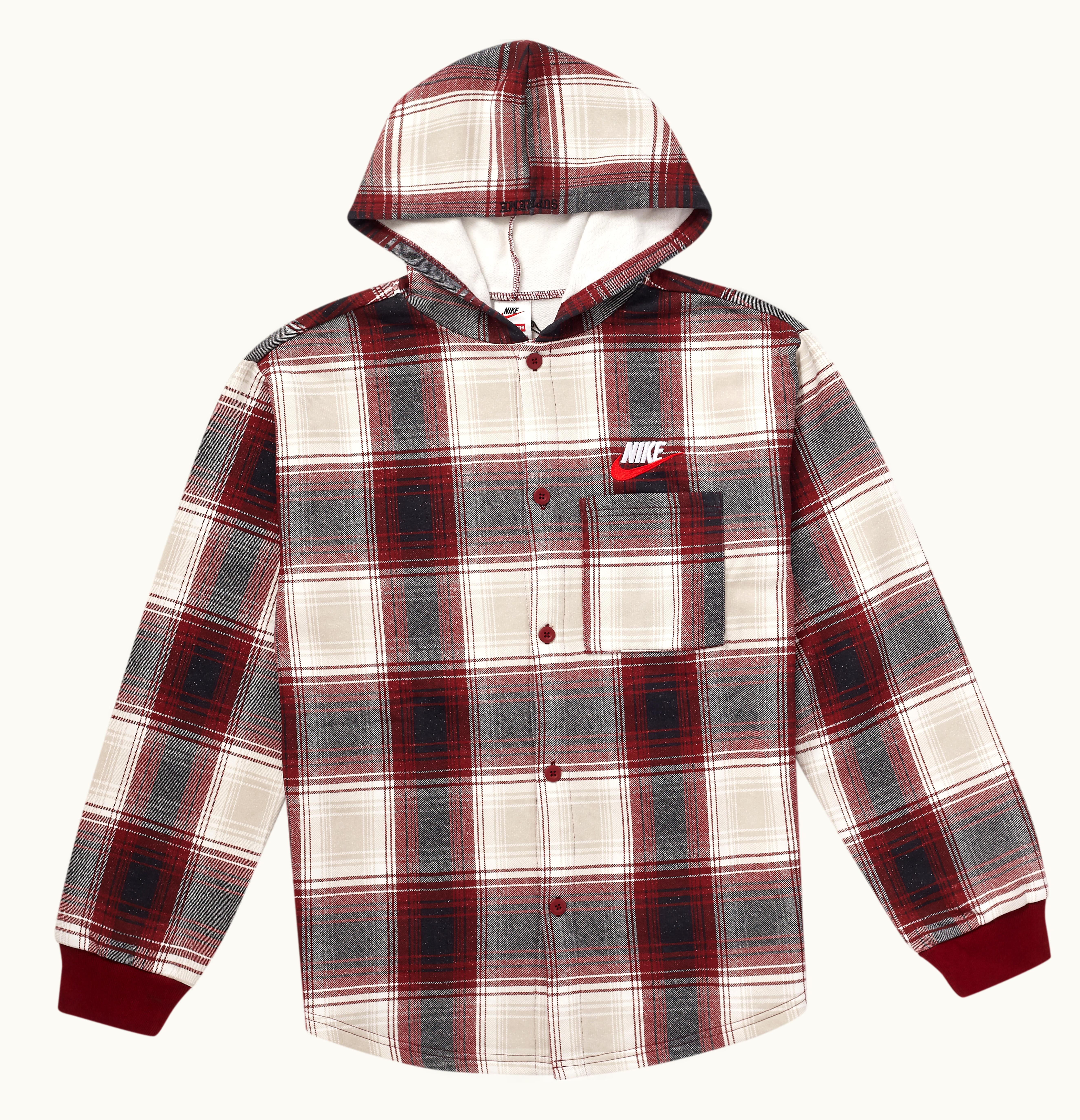 Supreme Supreme Nike Plaid Hooded Sweatshirt Burgundy