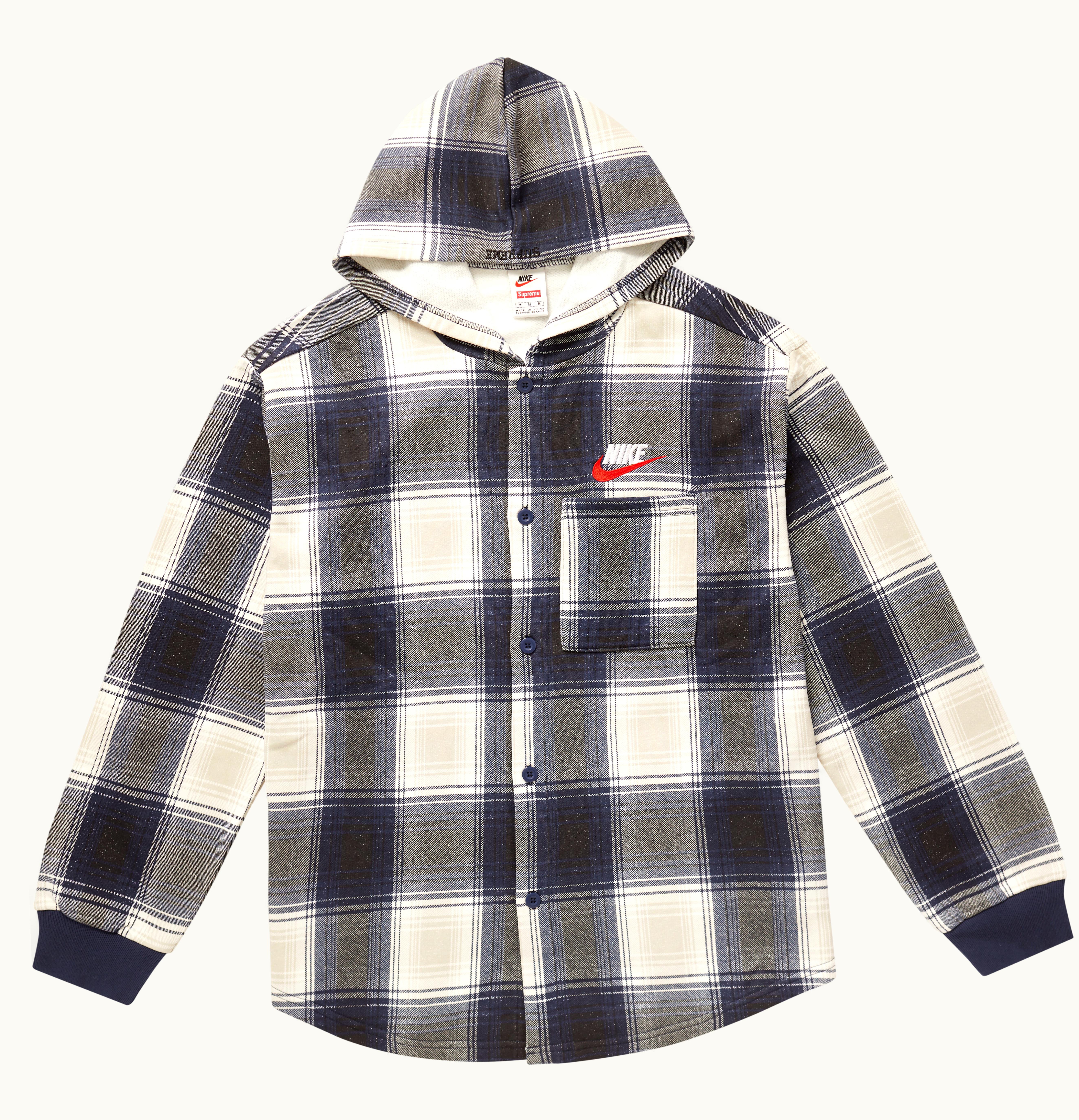 Supreme Supreme Nike Plaid Hooded Sweatshirt Navy