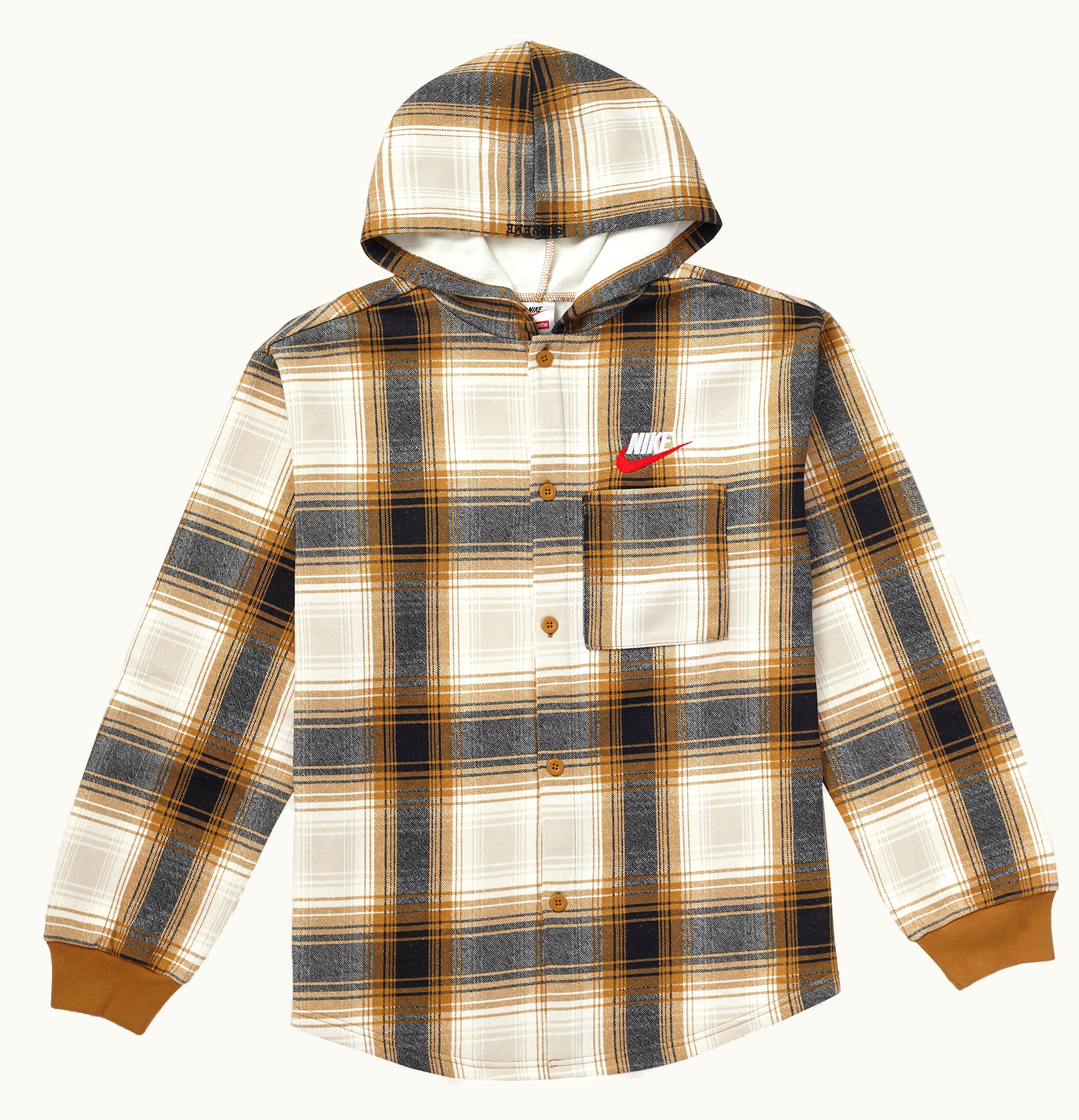Supreme Supreme Nike Plaid Hooded Sweatshirt Mustard