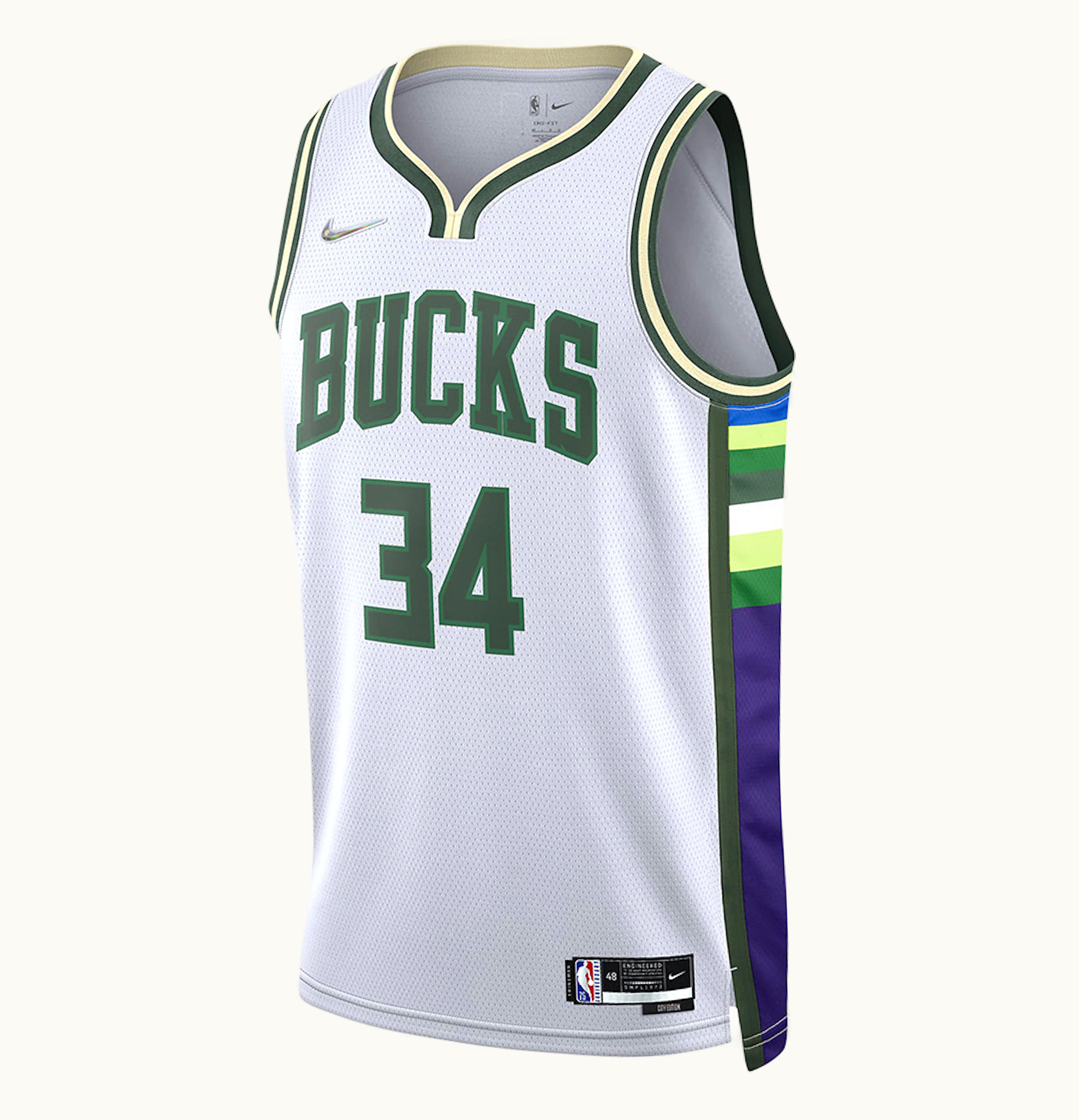 Nike Nike NBA Milwaukee Bucks City Edition Giannis Antetokounmpo 34 Dri FIT Swingman Jersey White