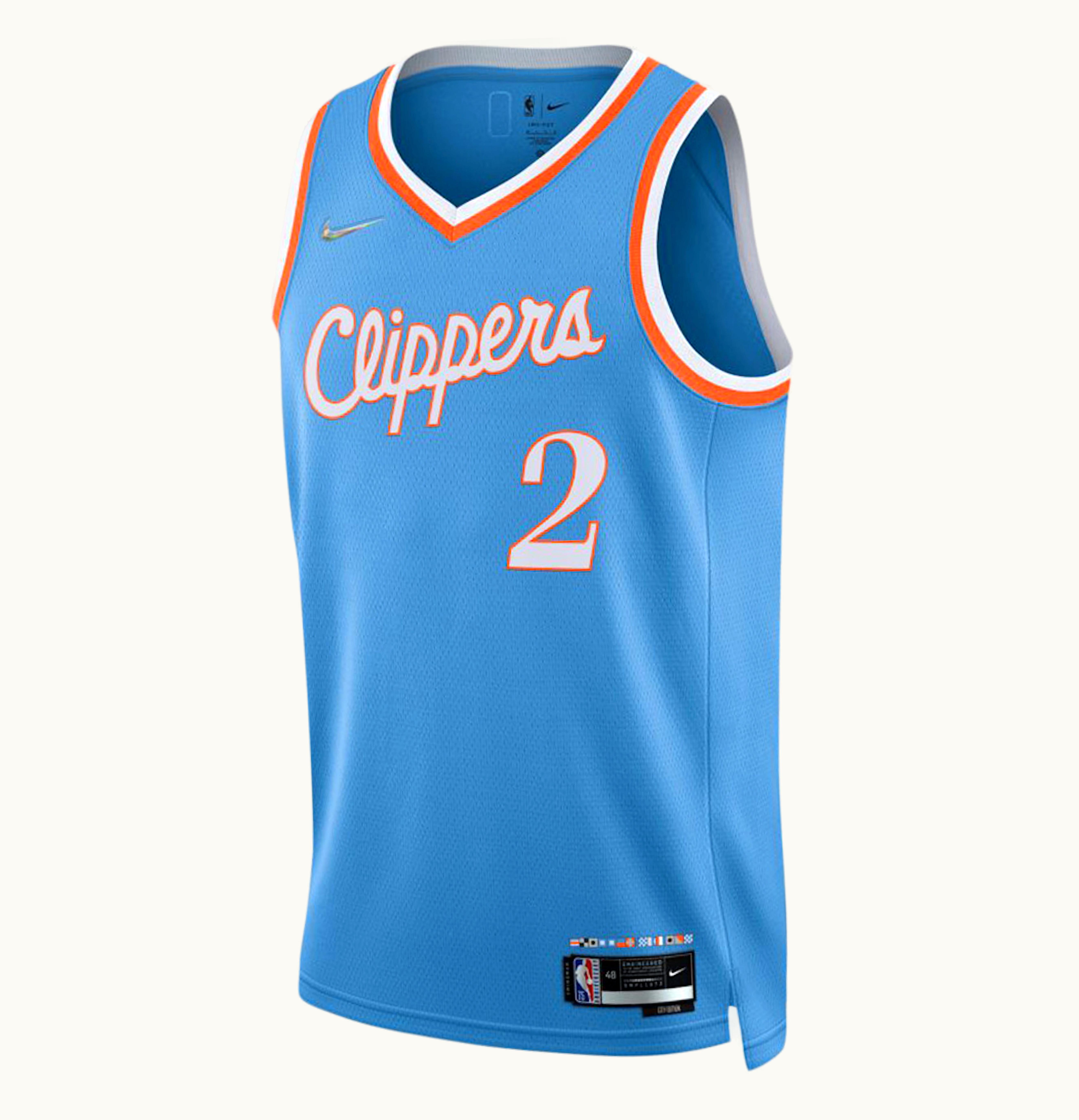 Nike Nike NBA Los Angeles Clippers Kawhi Leonard Maillot City Edition Mixtape Swingman Jersey Light Blue Orange