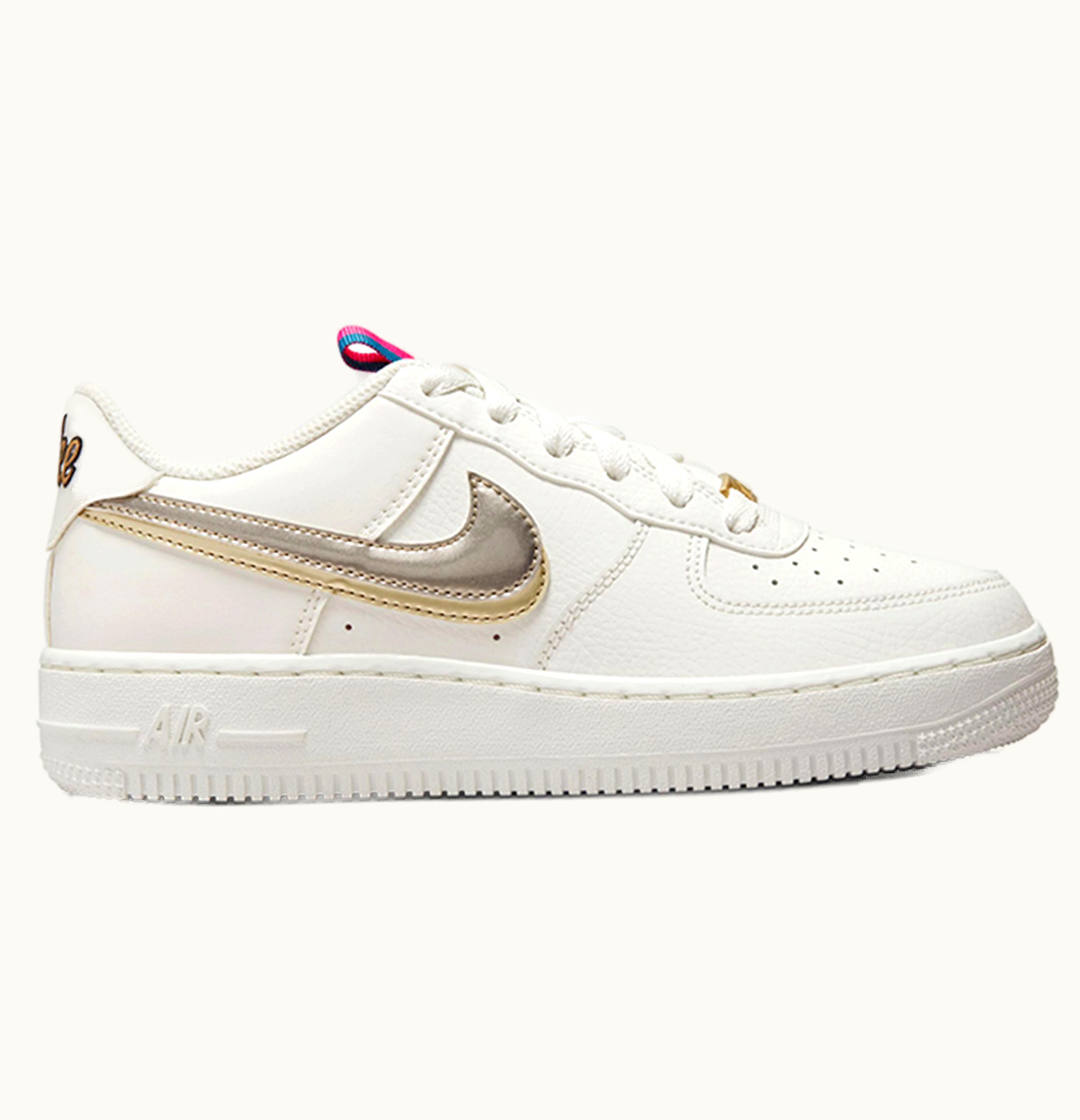 Nike Nike Air Force 1 LV8 Double Swoosh Silver Gold GS