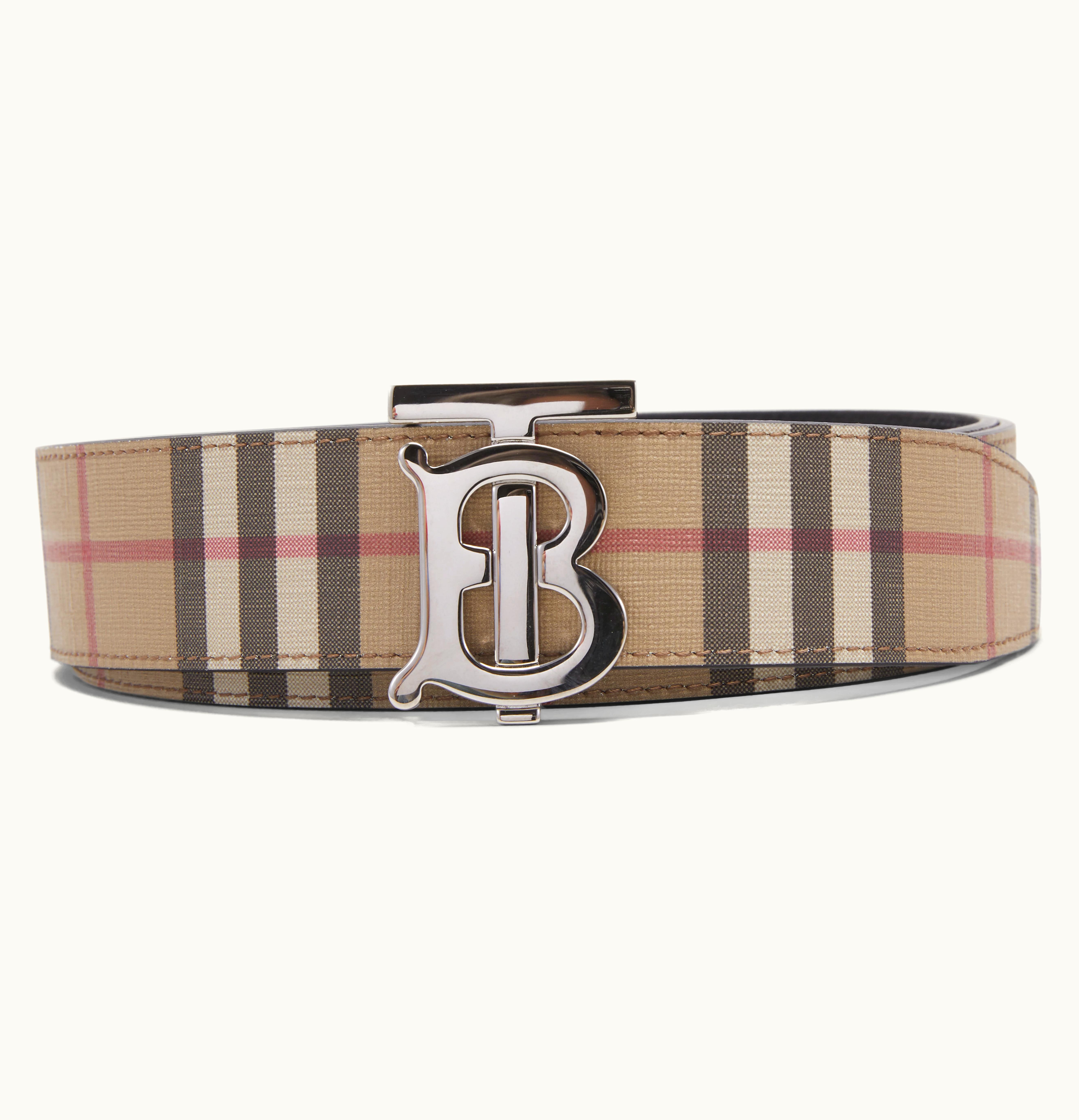 Burberry Burberry Reversible Monogram Motif Vintage Check Belt 14 Width Archive Beige