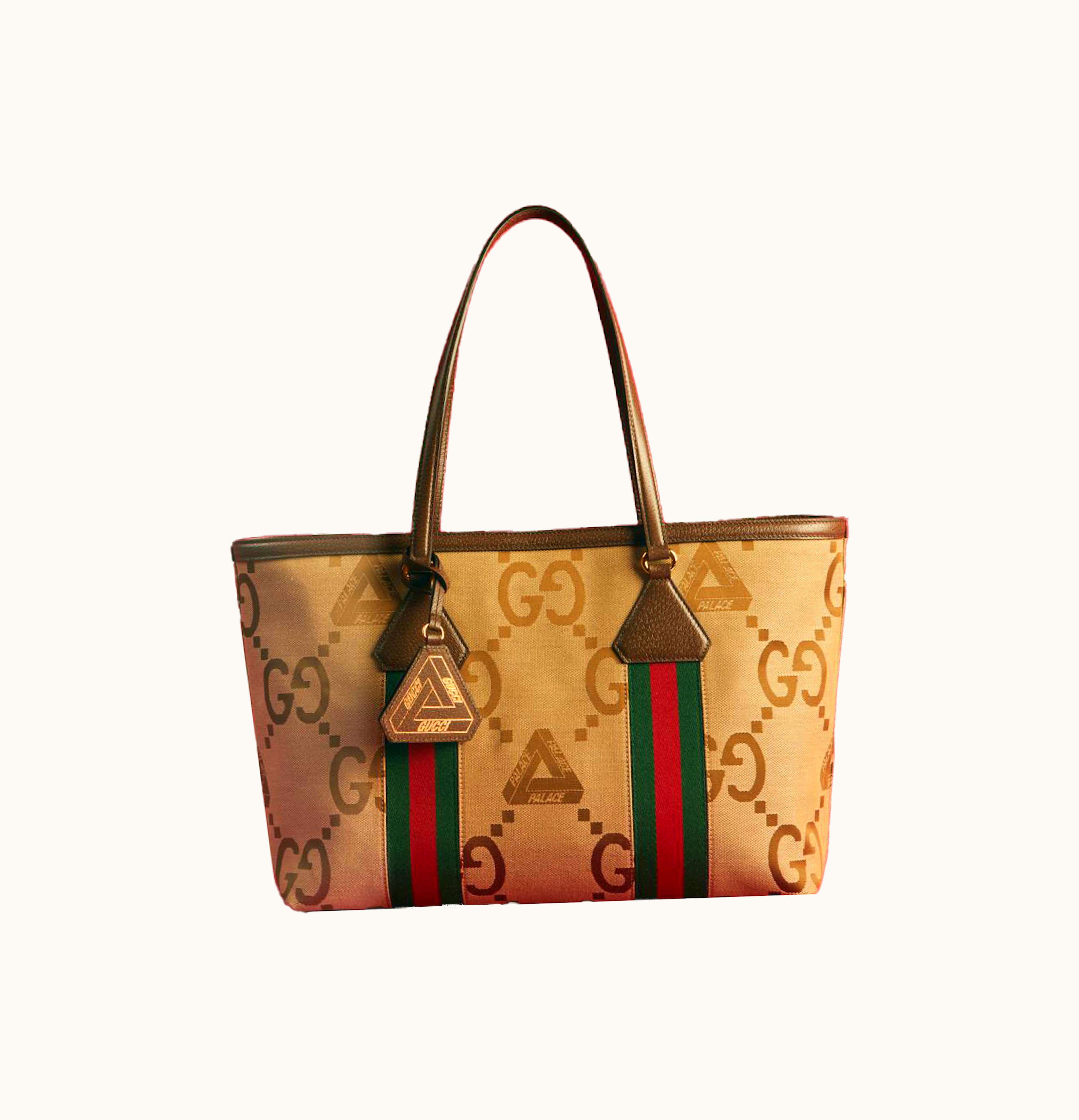 Palace Palace x Gucci GG Jumbo Canvas Web Detail Tote Bag Beige