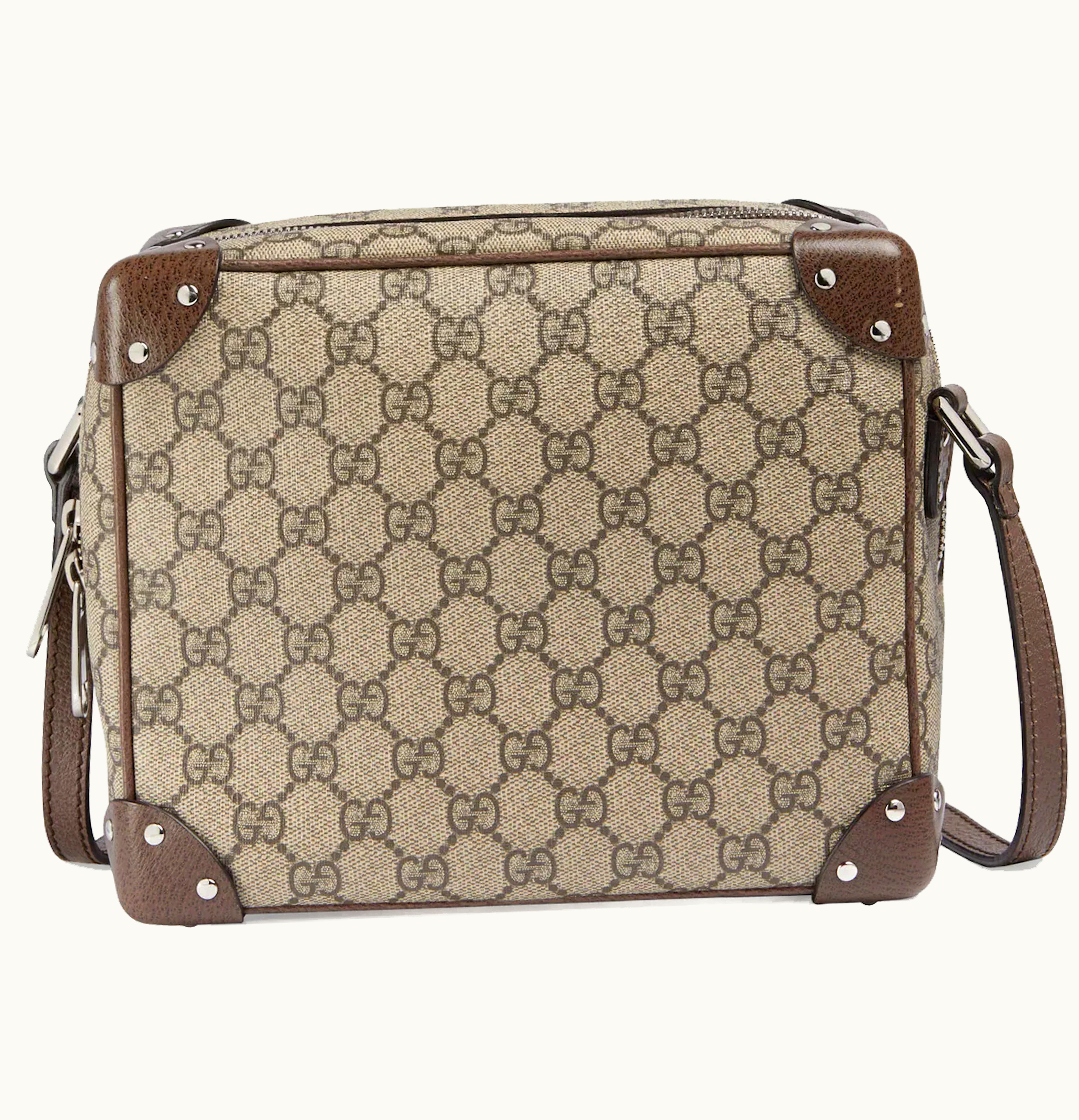 Gucci Gucci Logo Print Shoulder Bag Beige Ebony