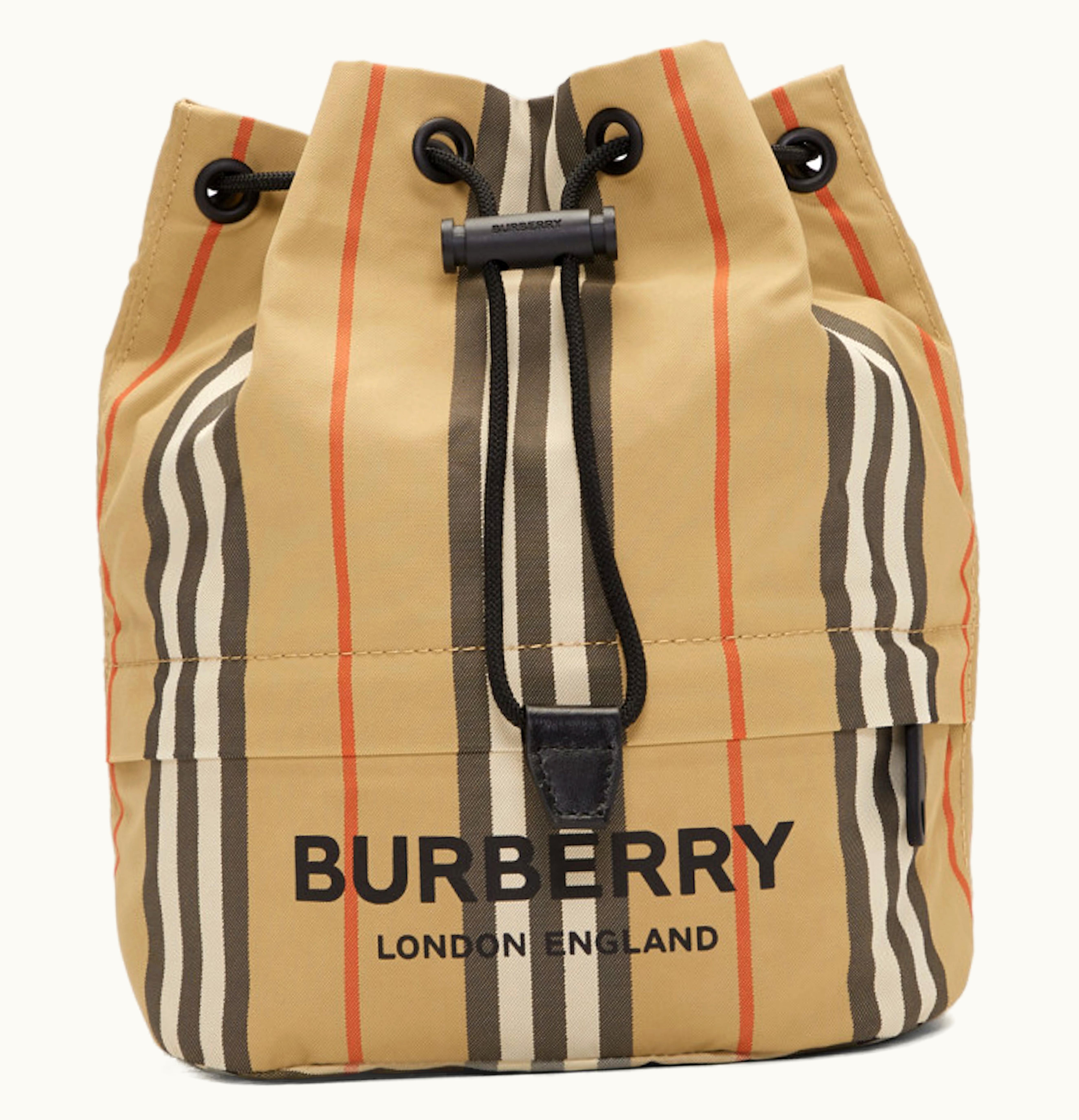Burberry Burberry Drawcord Pouch Check Nylon Beige
