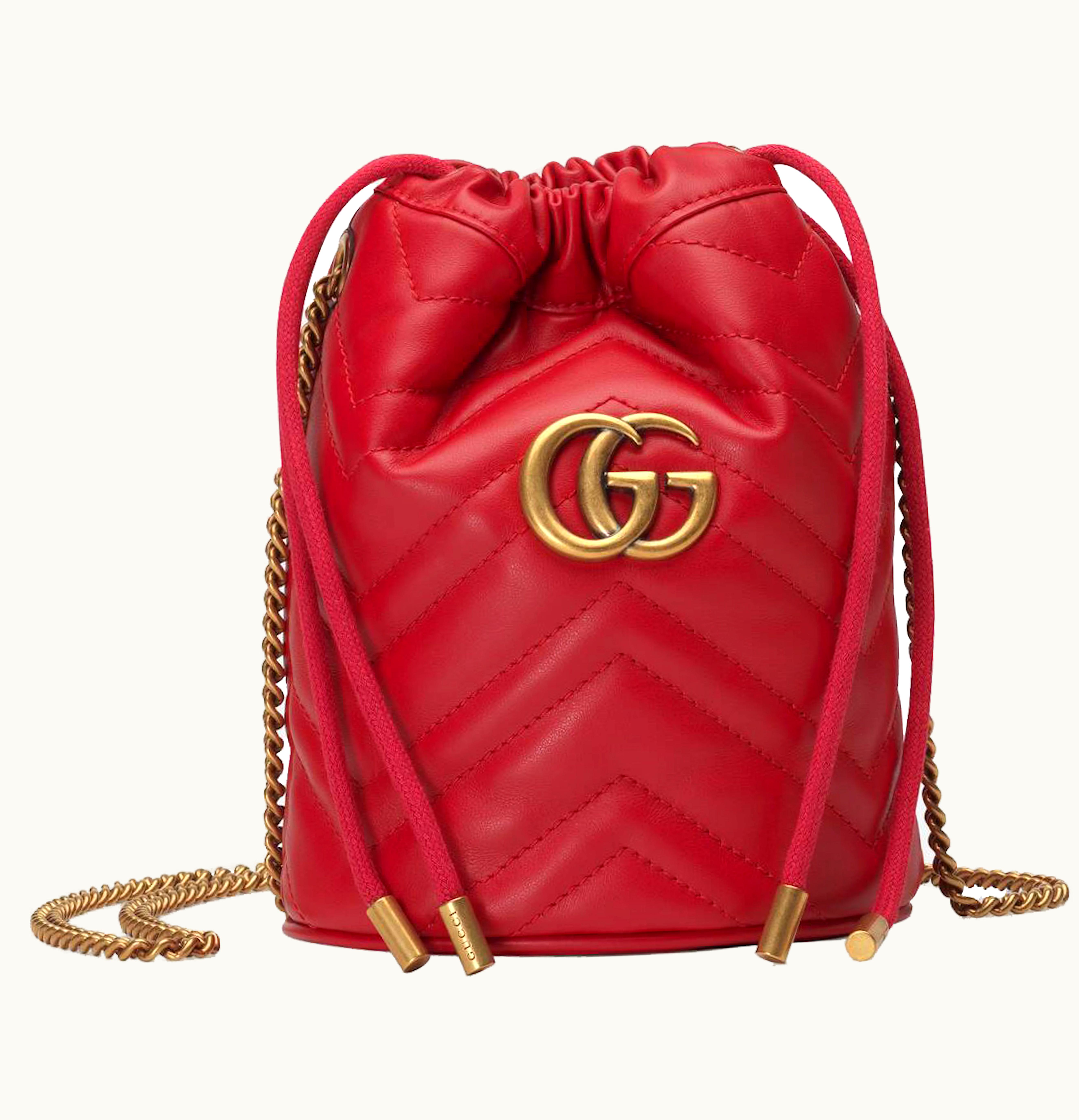 Gucci Gucci GG Marmont Bucket Bag Mini Hibiscus Red