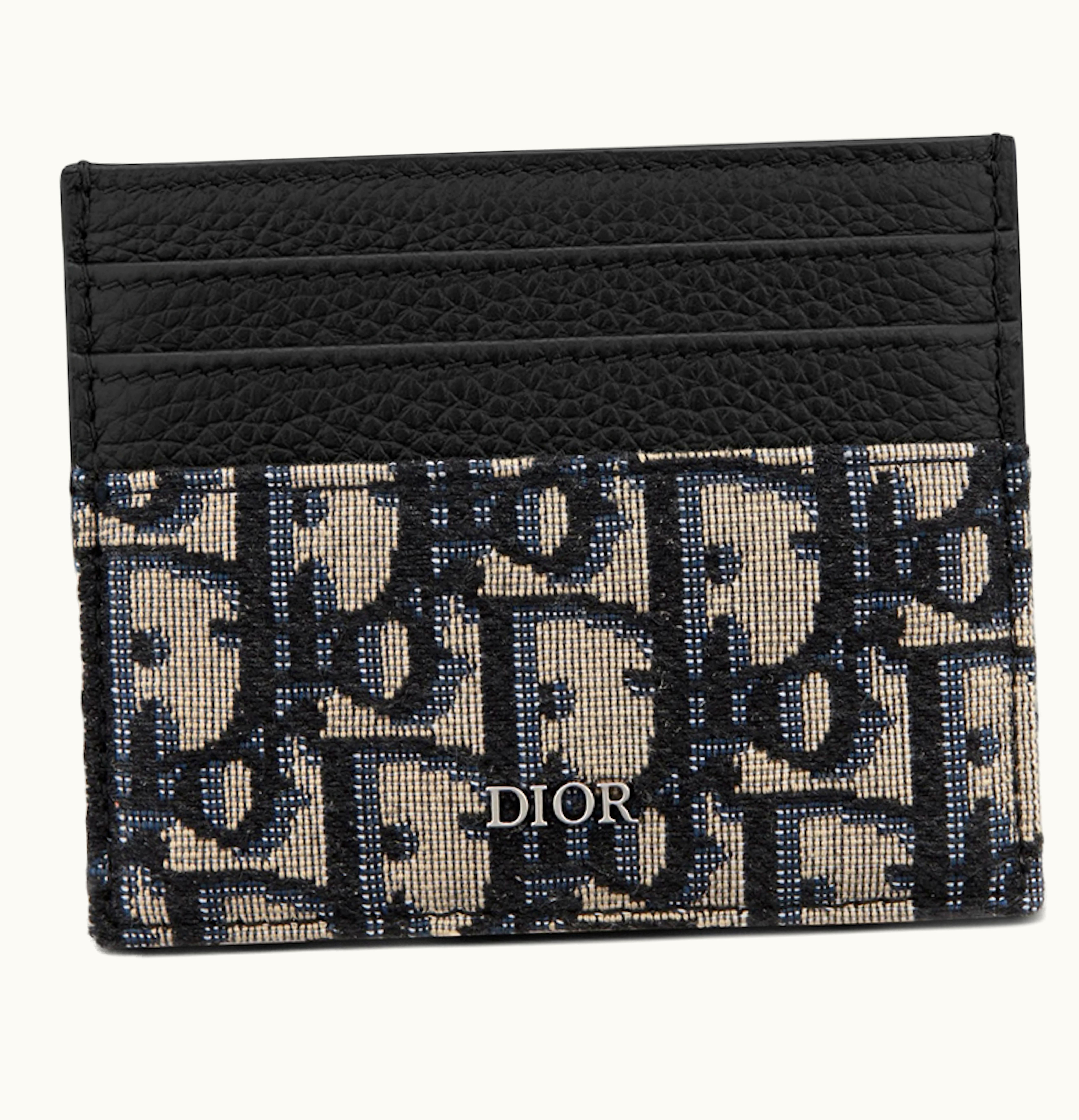 Dior Dior Oblique Jacquard 6 Slot Card Holder Beige Black