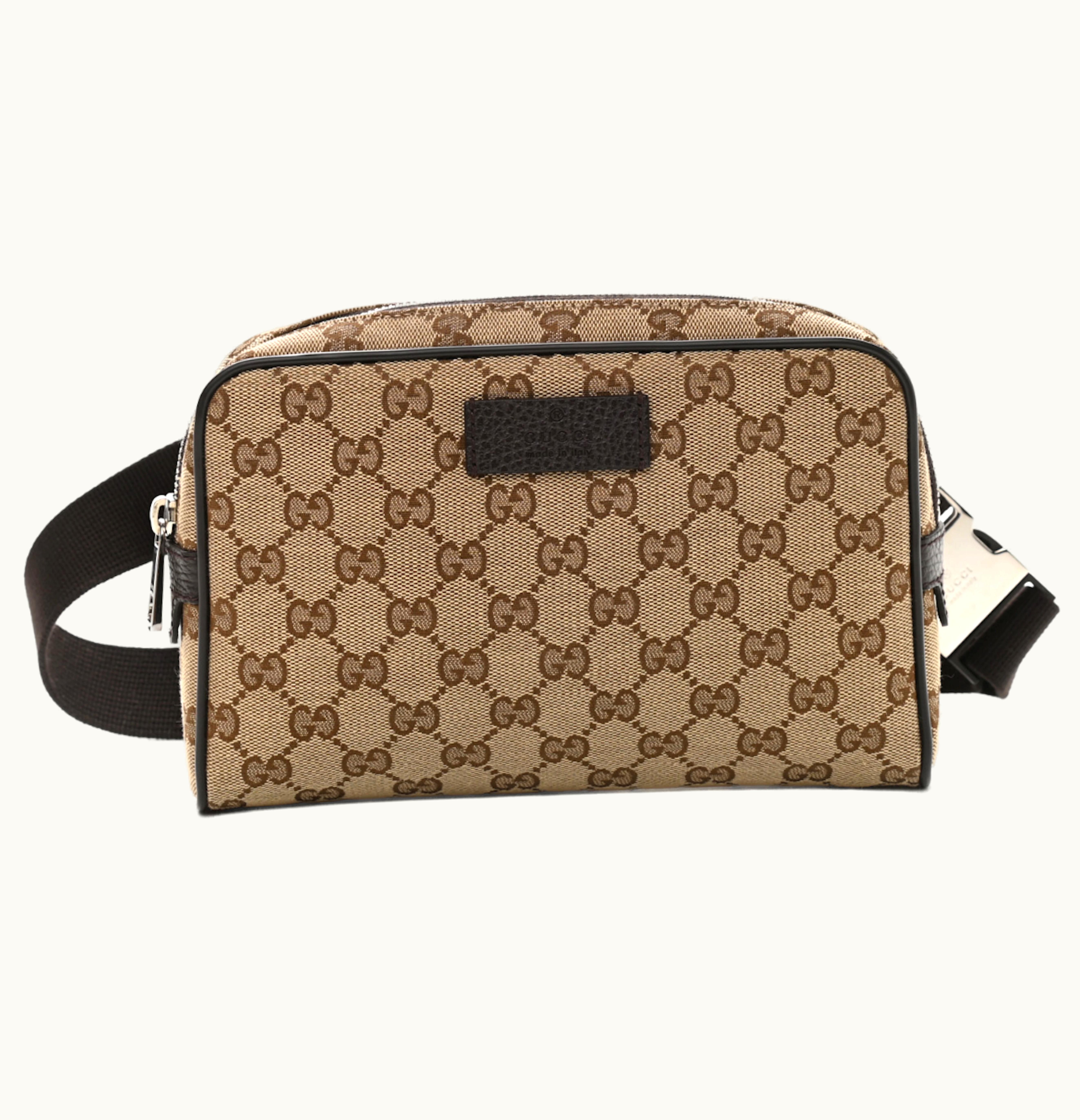 Gucci Gucci Waist Bag GG Supreme Small Canvas Leather Brown Black