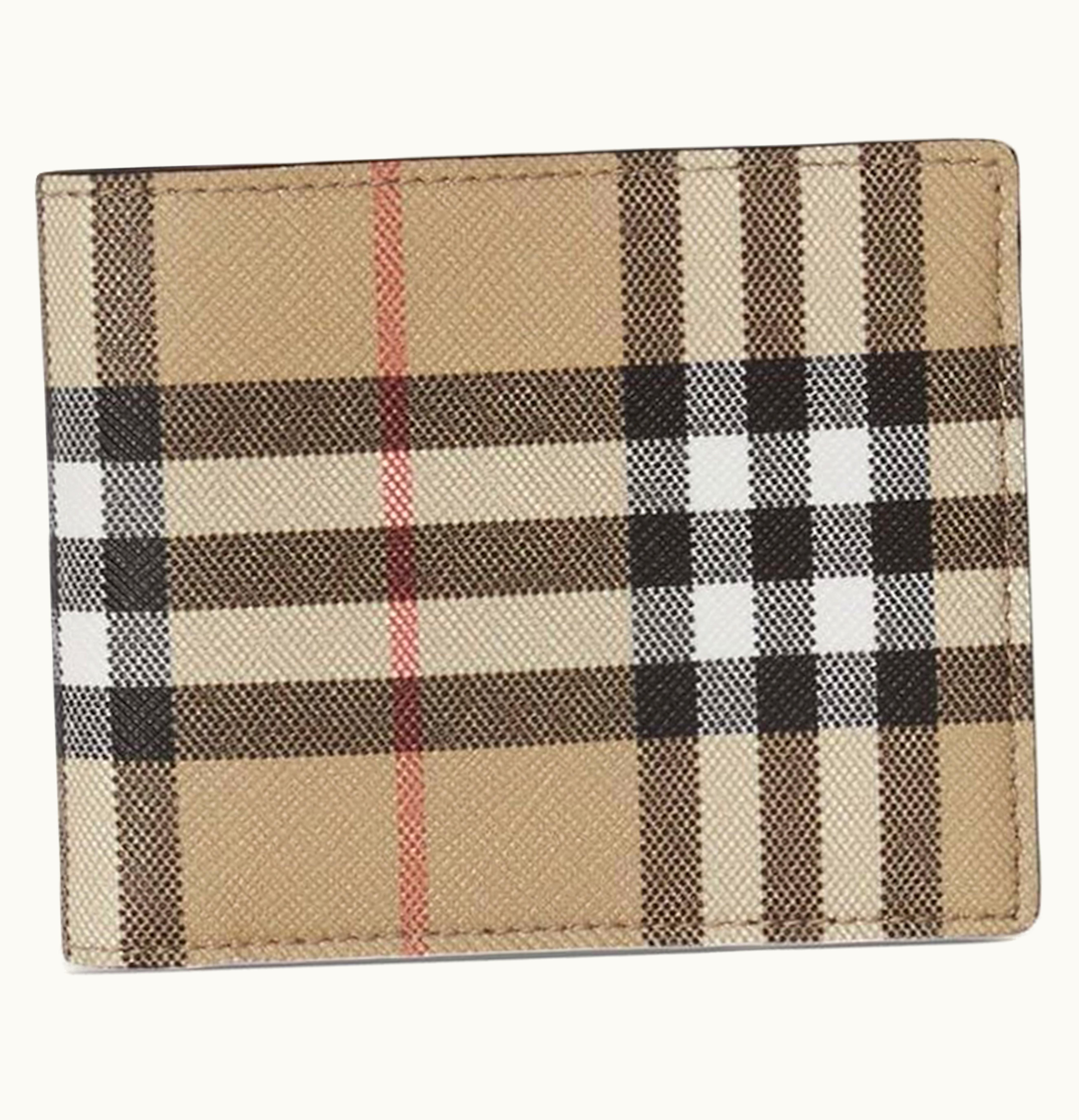 Burberry Burberry Vintage Check E canvas Wallet 6 slot Archive Beige