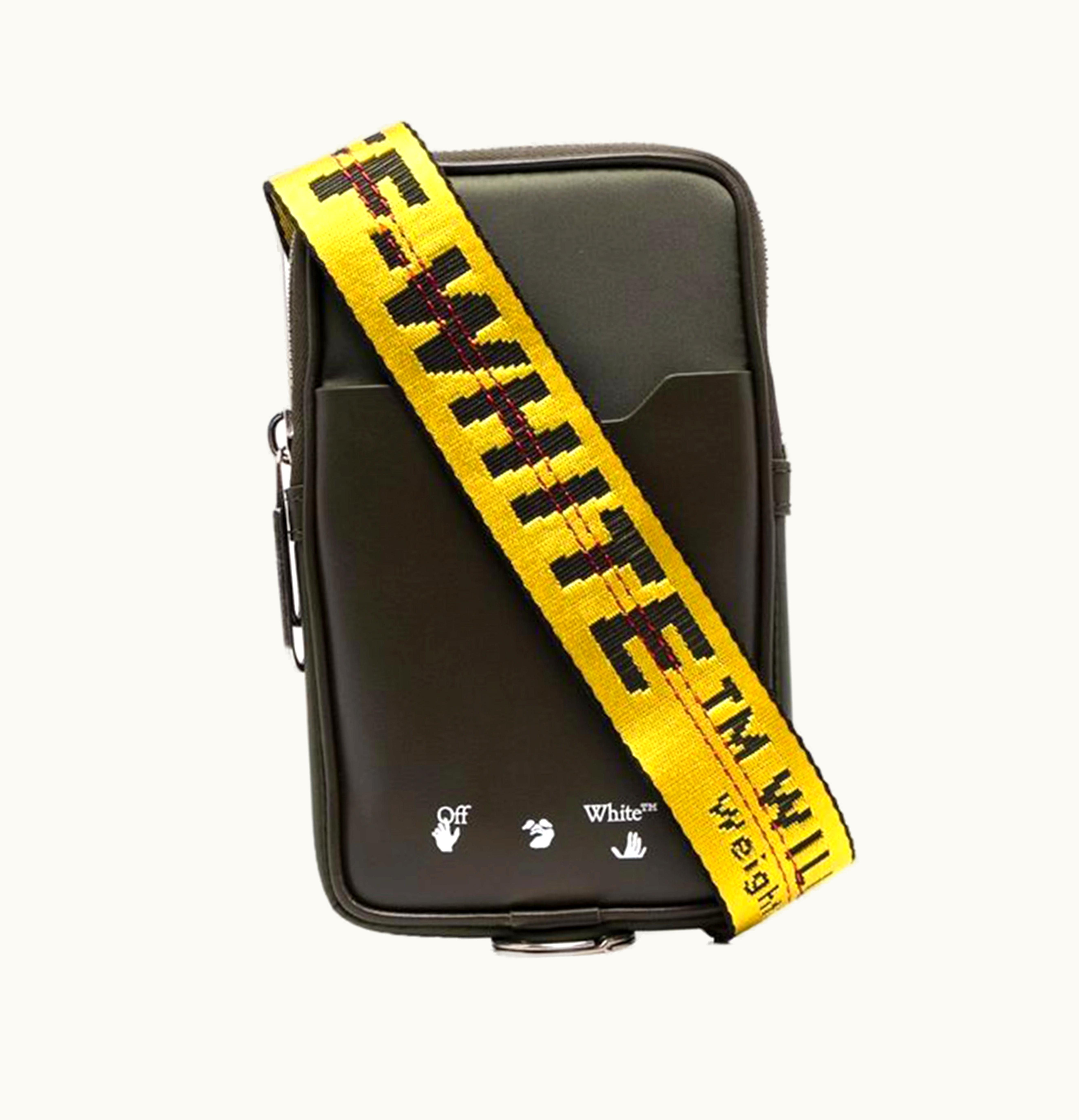 OFF-WHITE OFF WHITE Industrial Strap Logo Print Crossbody Khaki White Yellow