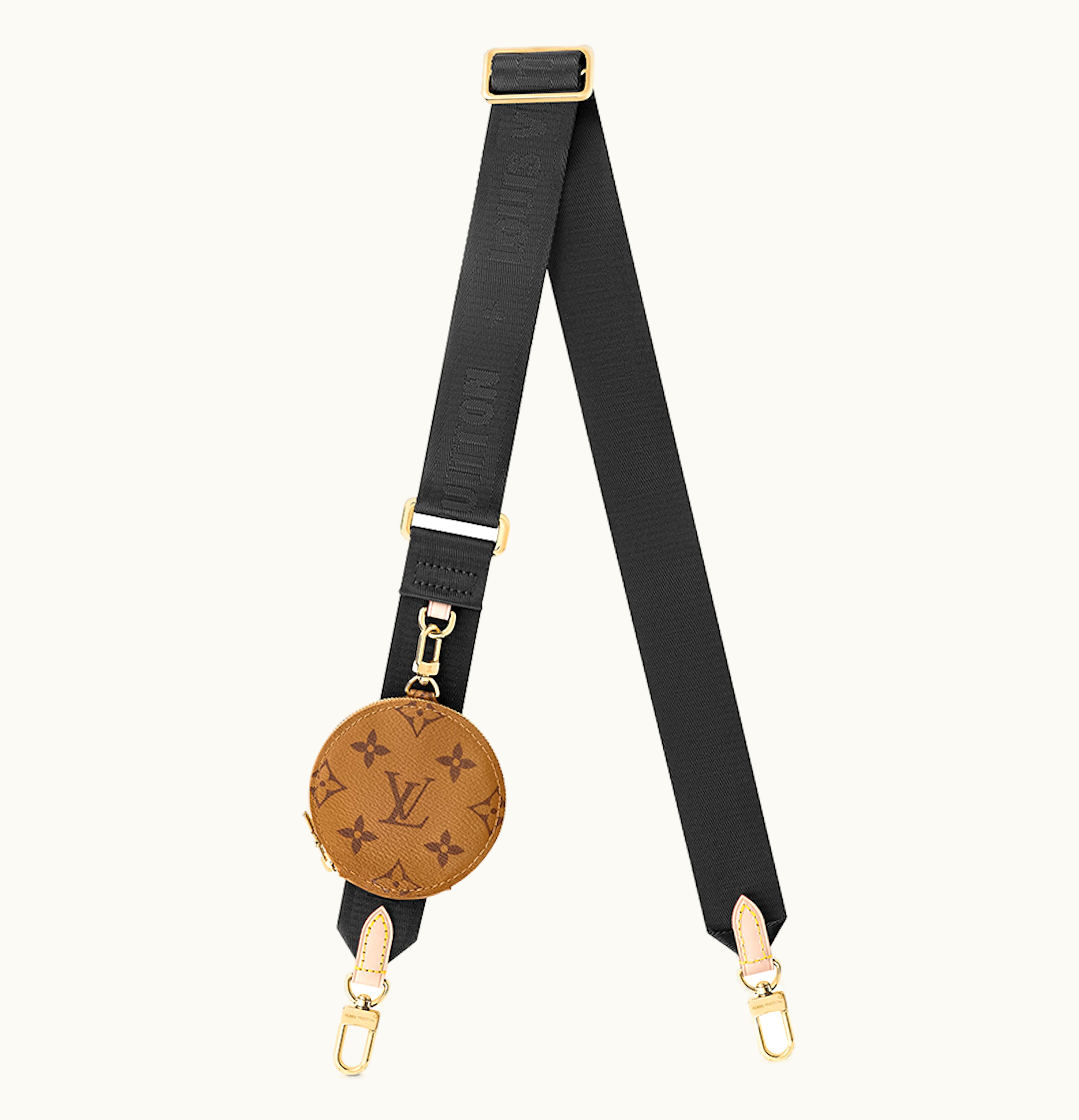 Louis Vuitton Louis Vuitton Bandouliere Round Coin Purse Reverse Monogram Black Beige