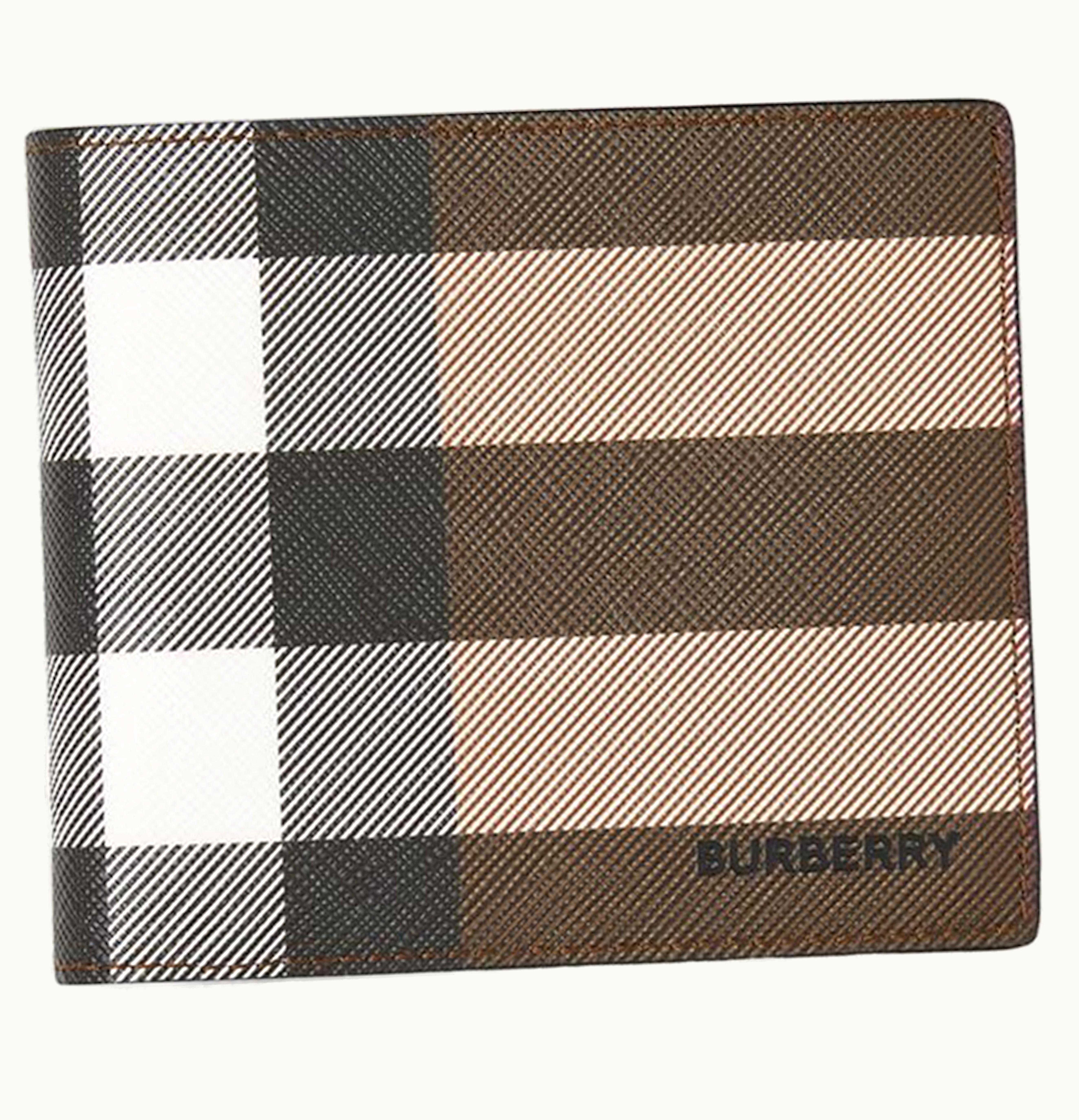 Burberry Burberry Check E canvas International Bifold Wallet 8 slot Dark Birch Brown