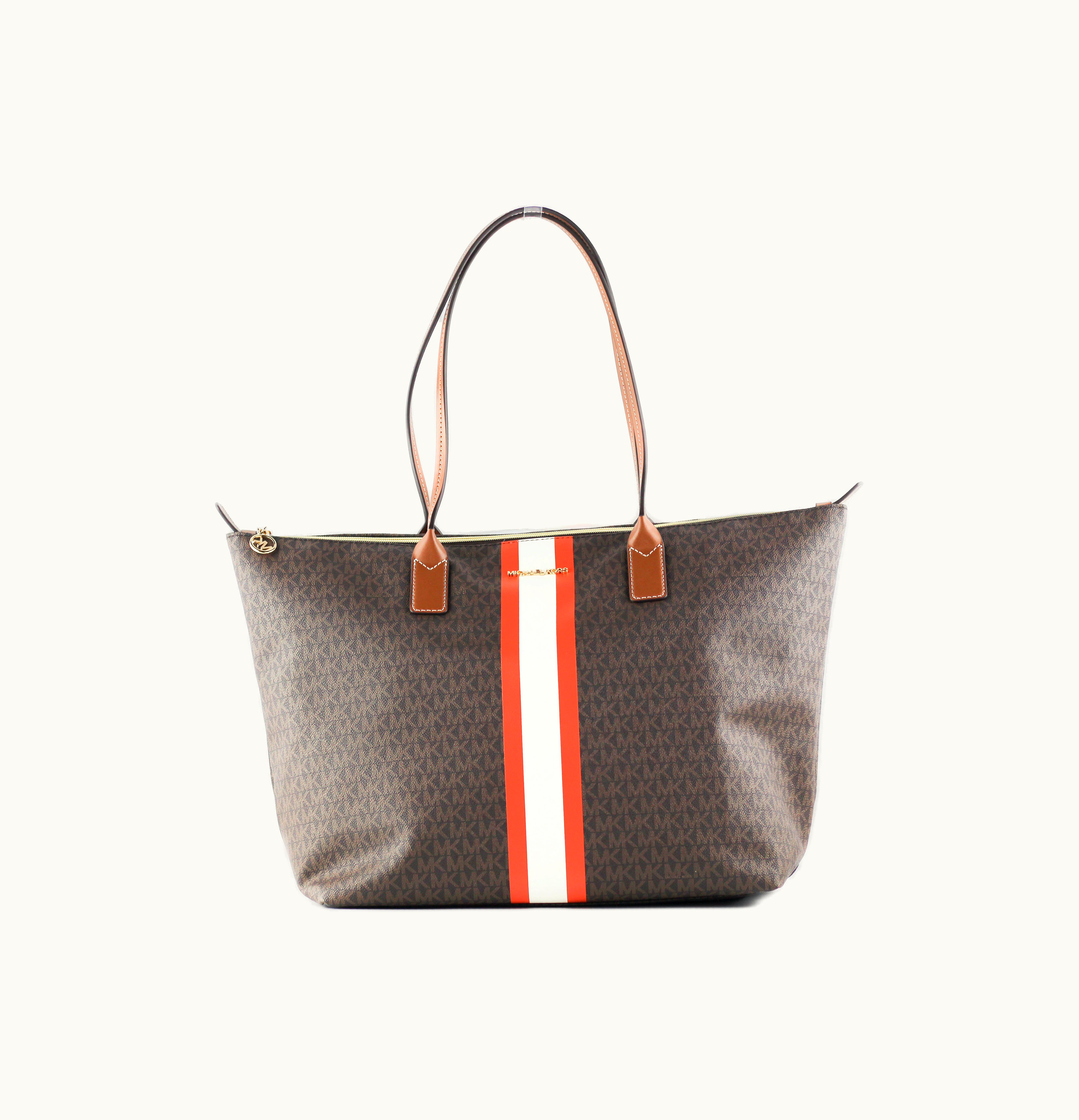 Michael Kors Michael Kors Top Zip Shoulder Bag Large Brown Tangerine