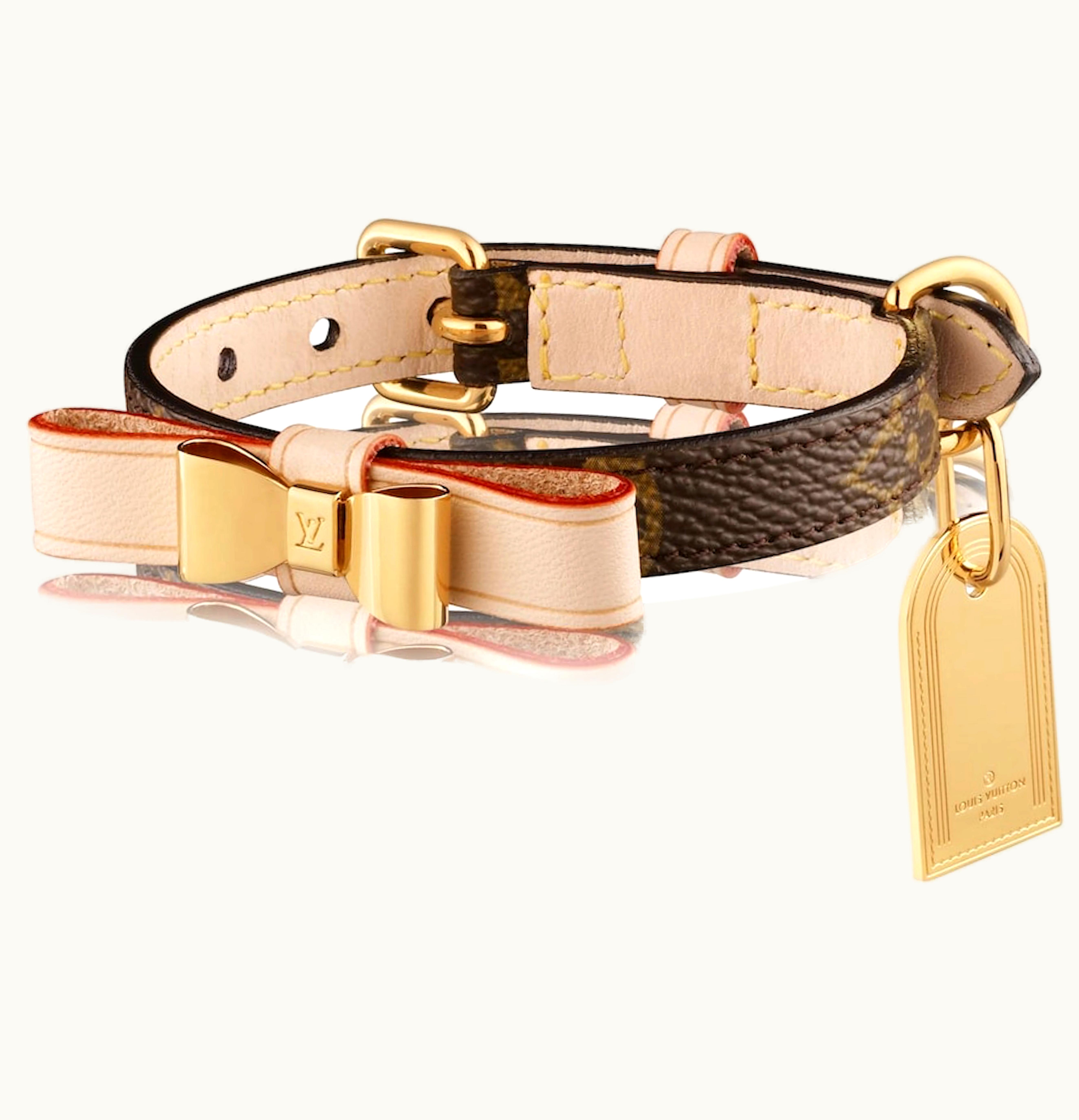 Louis Vuitton Louis Vuitton Baxter Dog Collar Monogram Bow X Small Brown