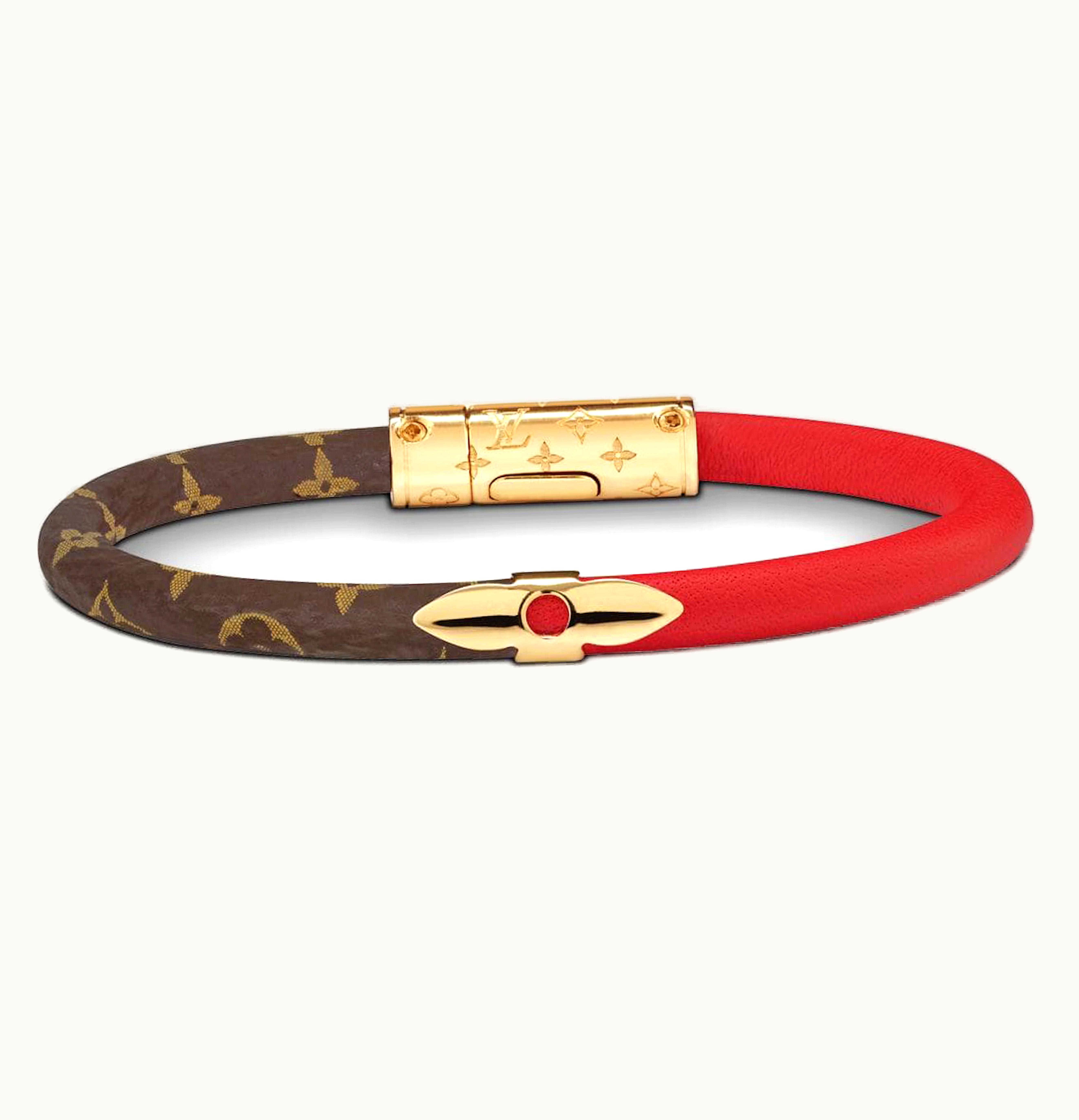 Louis Vuitton Louis Vuitton Daily Confidential Bracelet Monogram Calfskin Brown Red