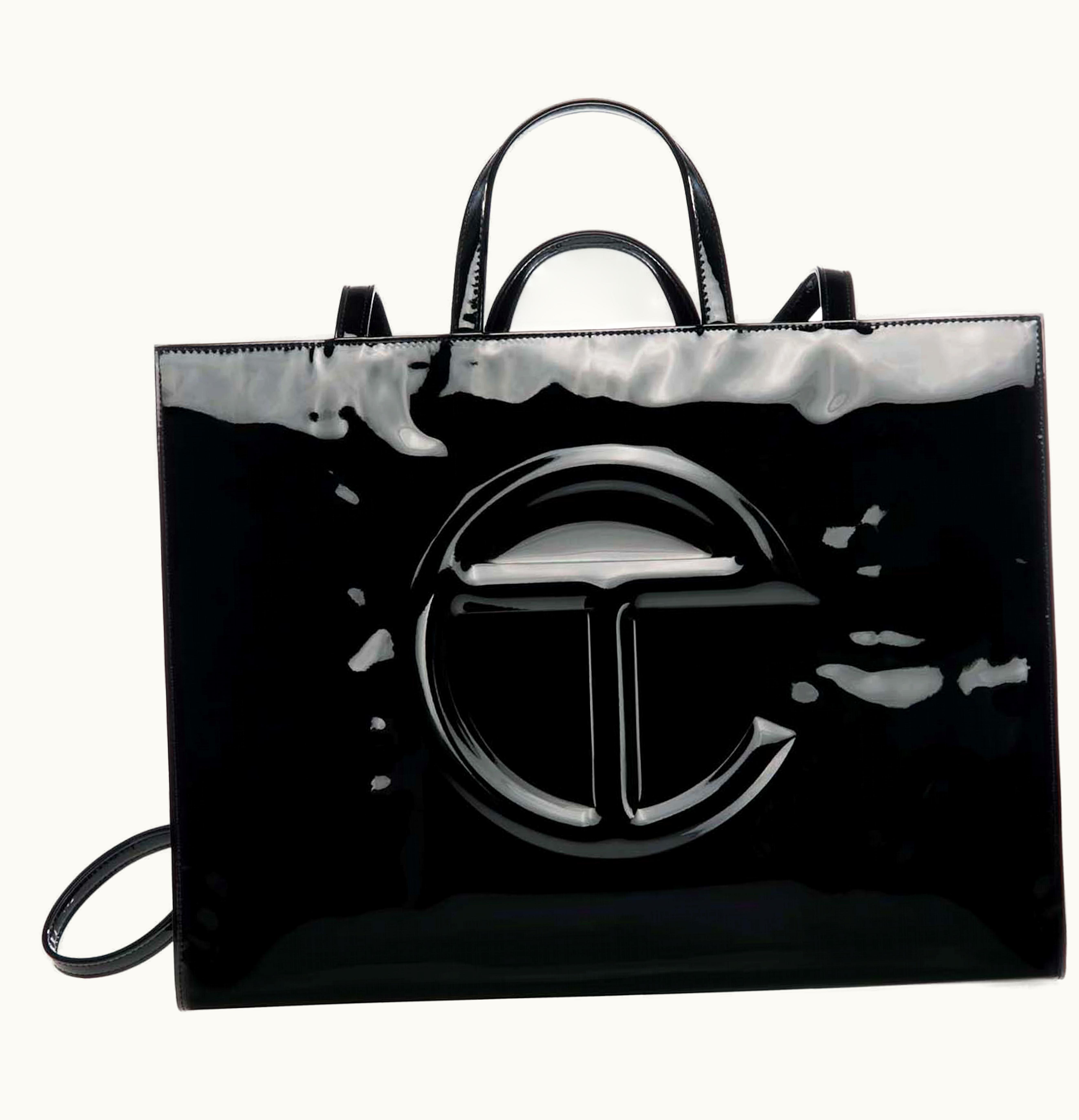 Telfar Telfar Large Patent Shopping Bag Black