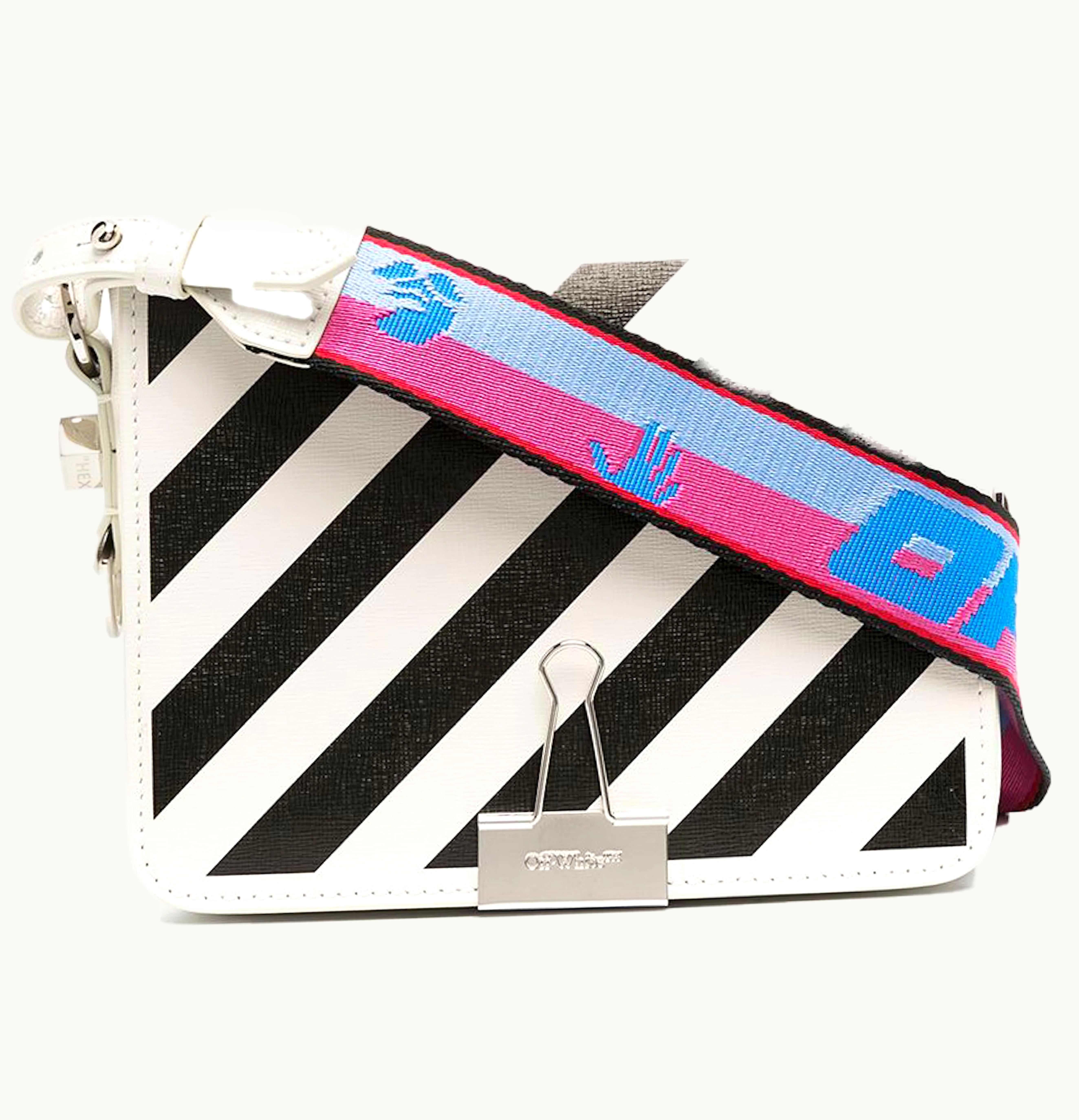 OFF-WHITE OFF WHITE Diag Flap Bag SS21 White Black