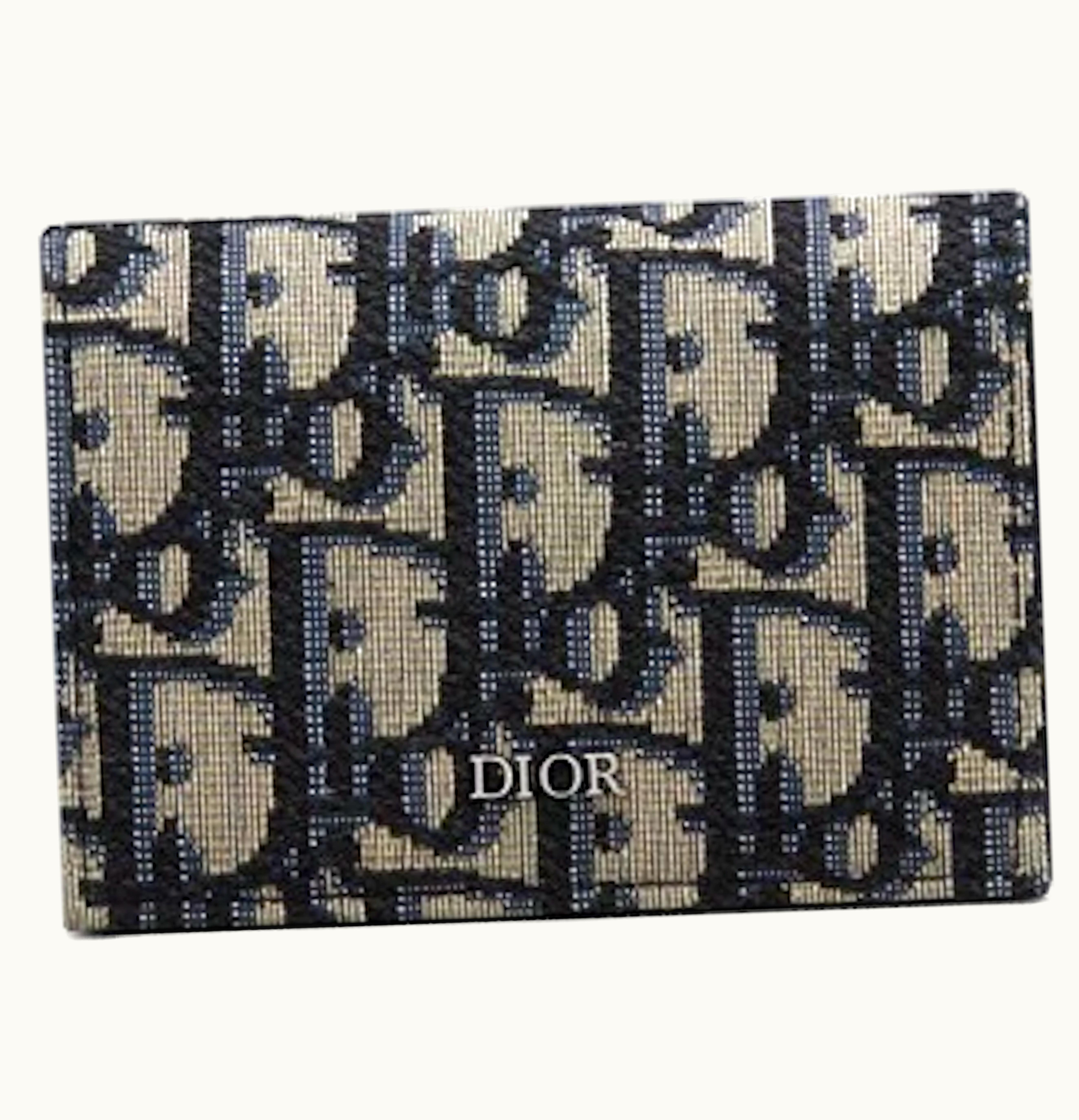 Dior Dior Oblique Business Card Holder Jacquard Beige