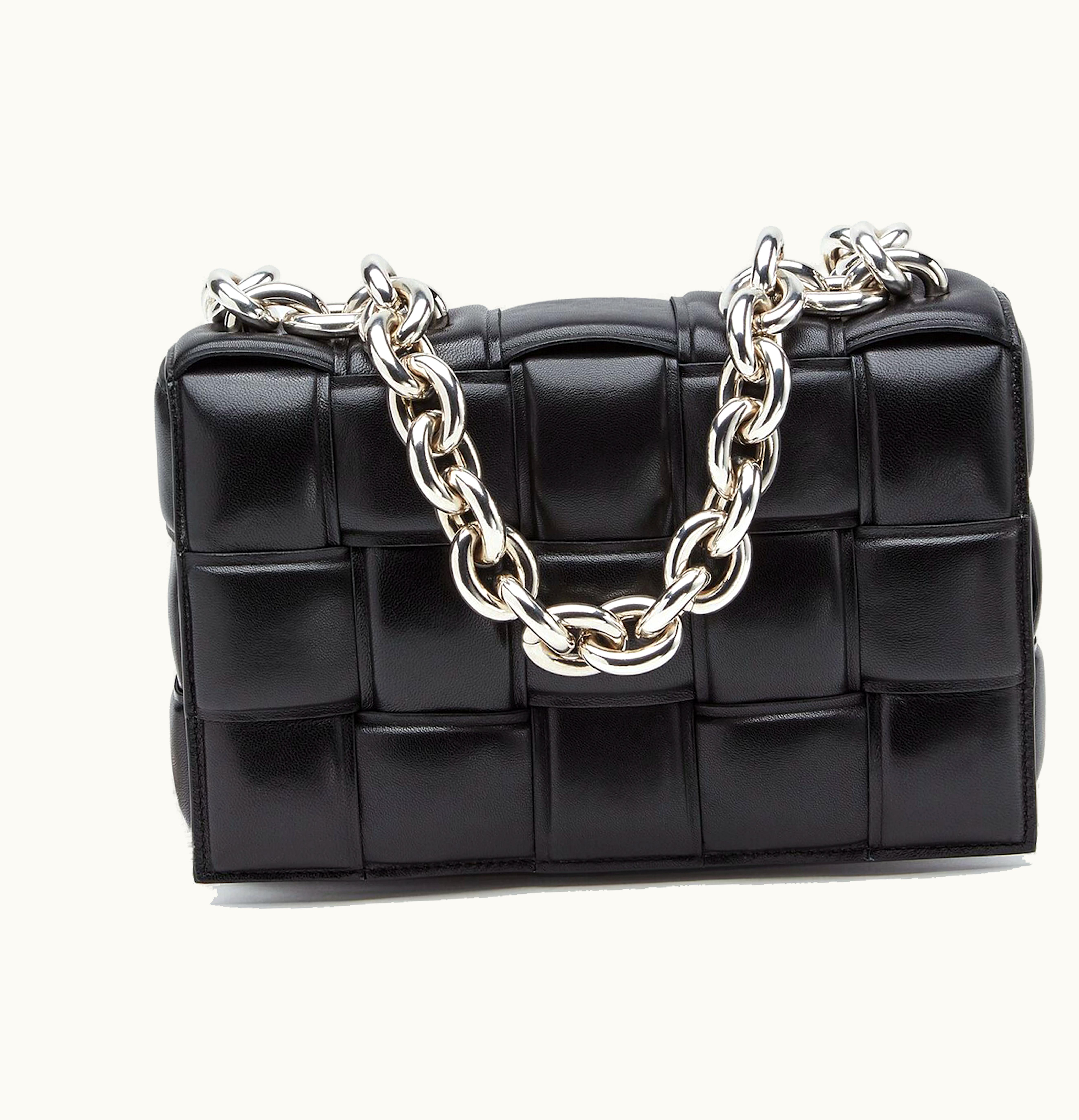 Bottega Veneta Bottega Veneta Chain Cassette Silver tone Crossbody Bag Black