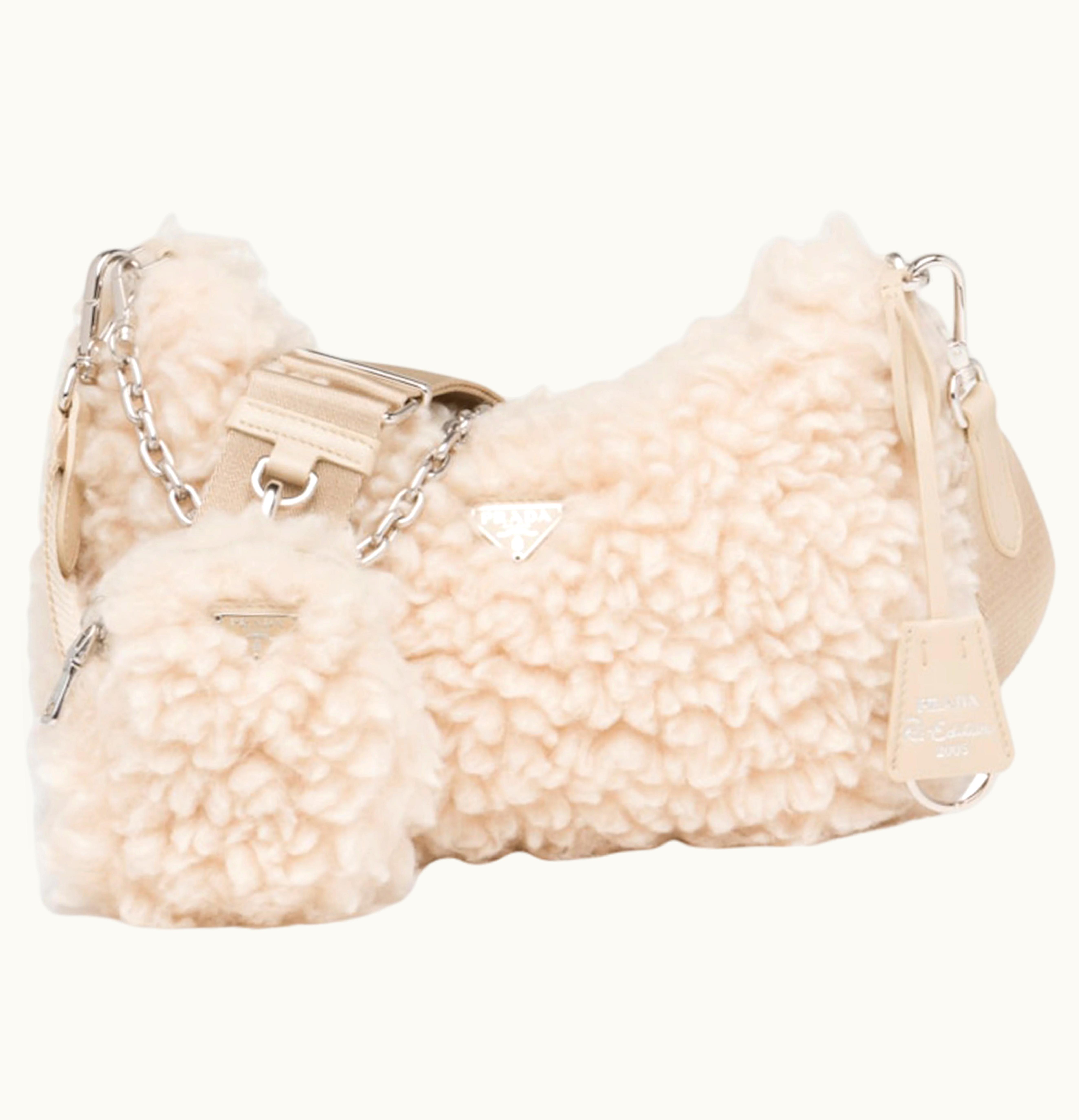 Prada Prada Re Edition 2005 Bag Wool And Cashmere Bag Mini Natural