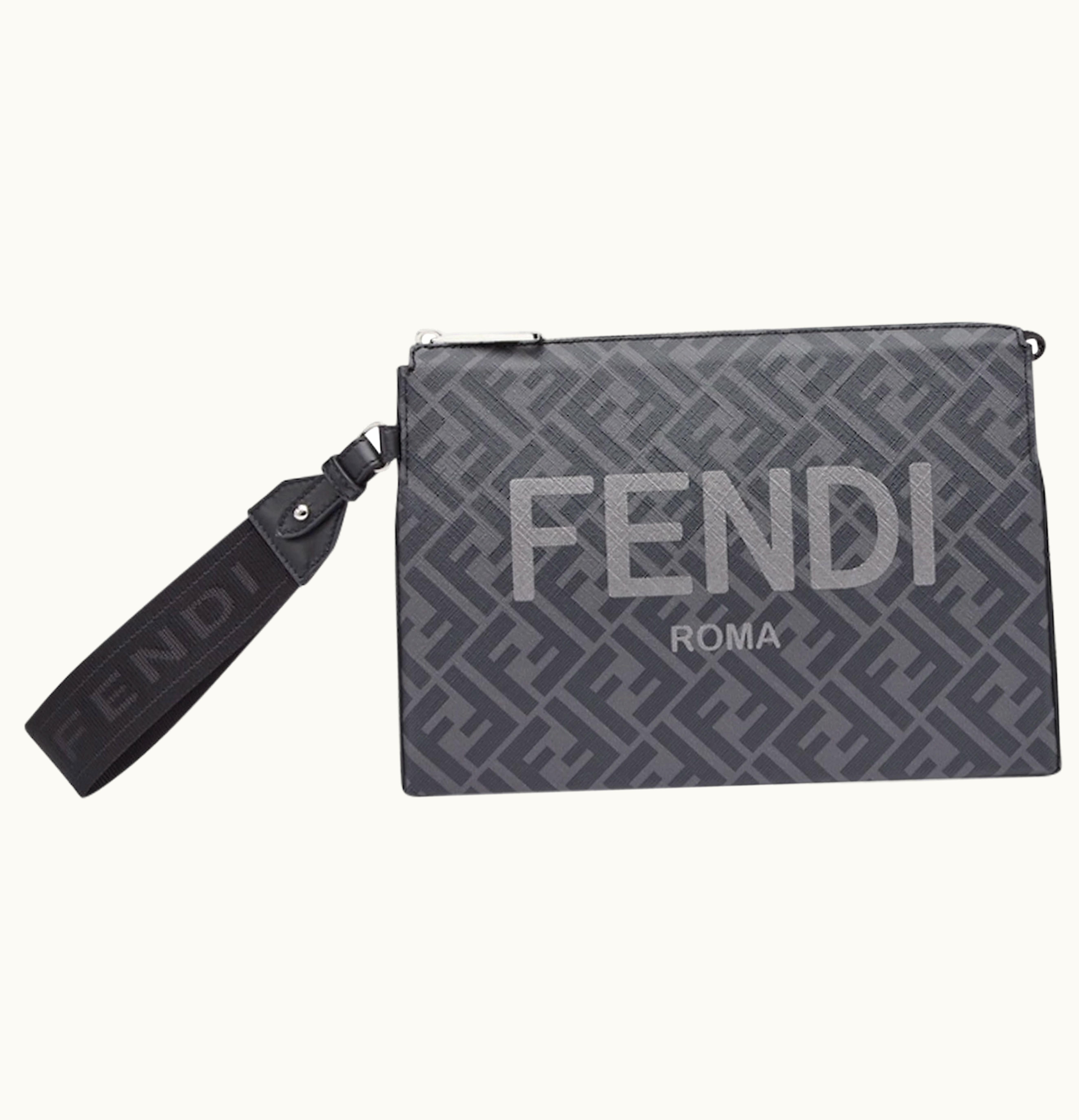 Fendi Fendi Clutch Pack FF Monogram Black Gray