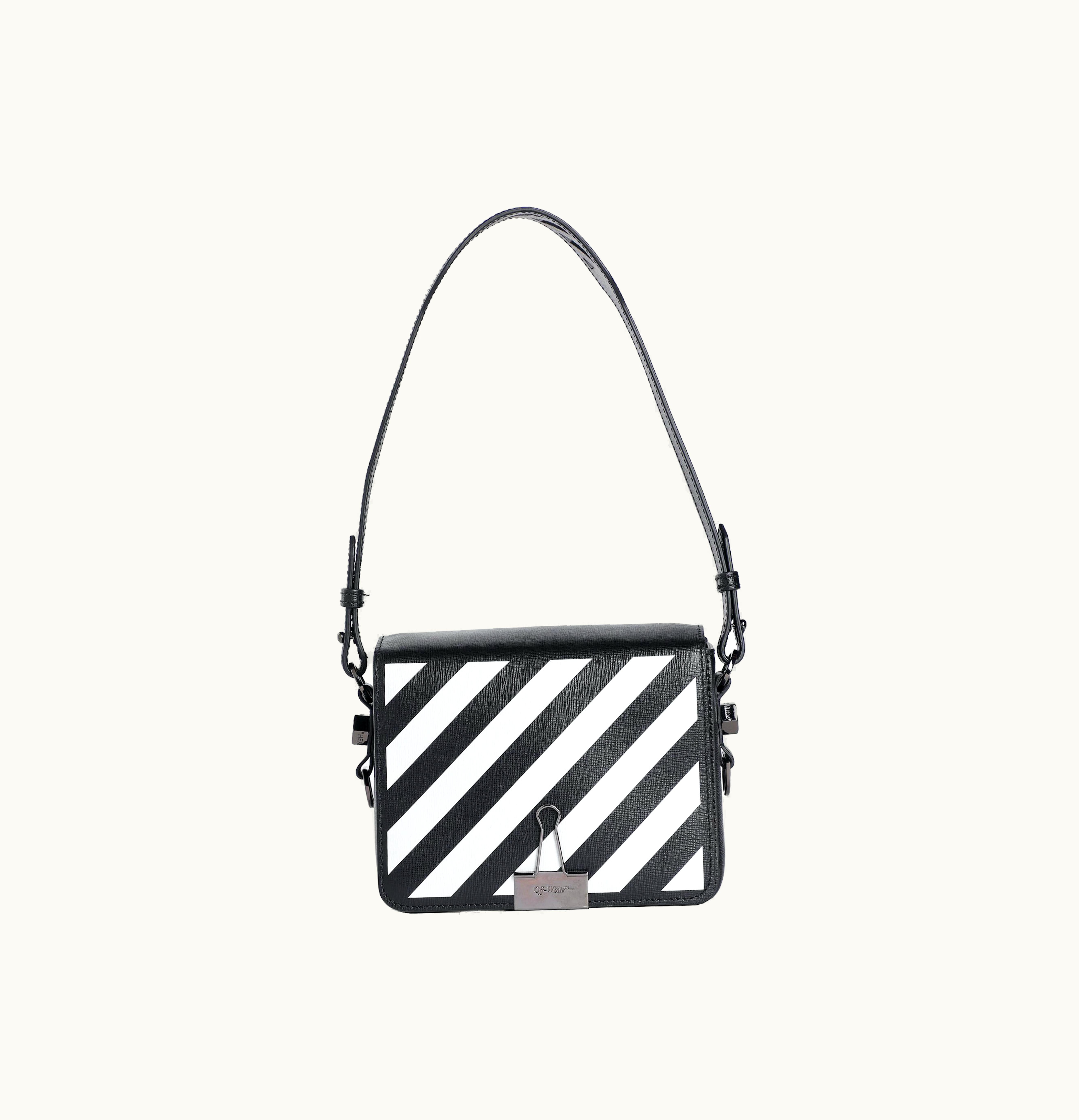 OFF-WHITE OFF WHITE Diag Flap Bag Black White