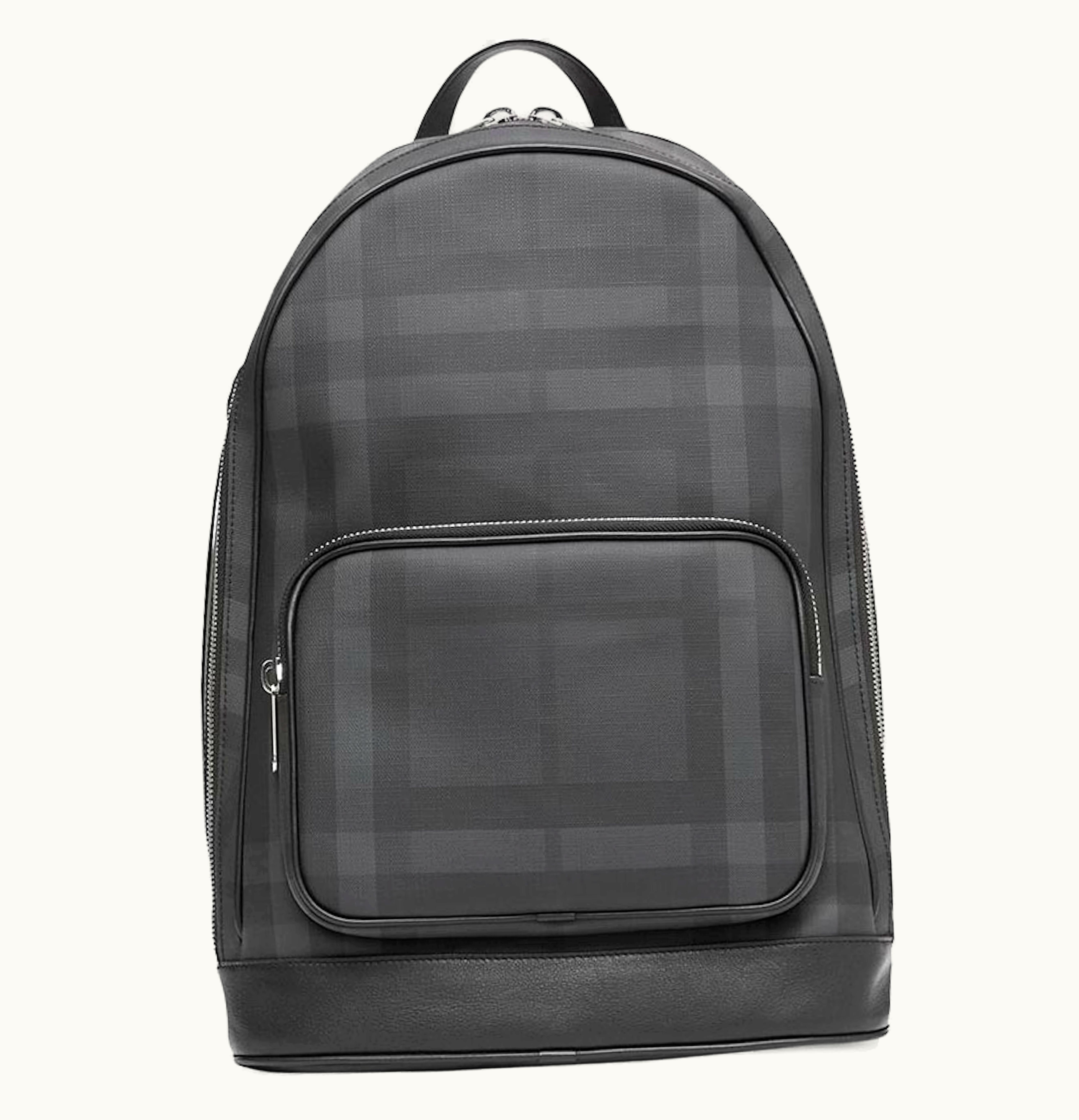 Burberry Burberry London Check and Leather Backpack Dark Charcoal