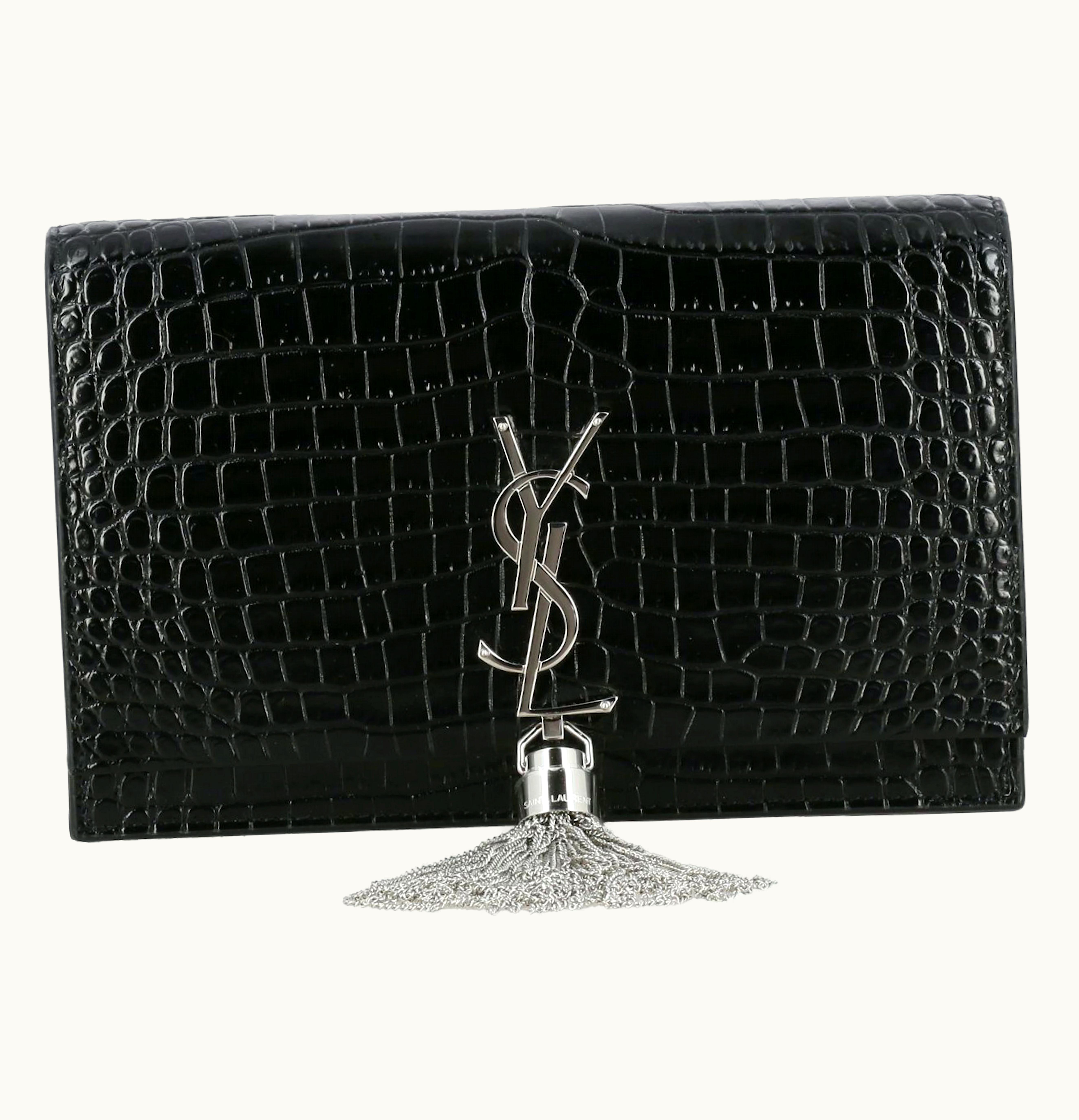 Saint Laurent Saint Laurent Monogram Kate Bag Crocodile Print Black