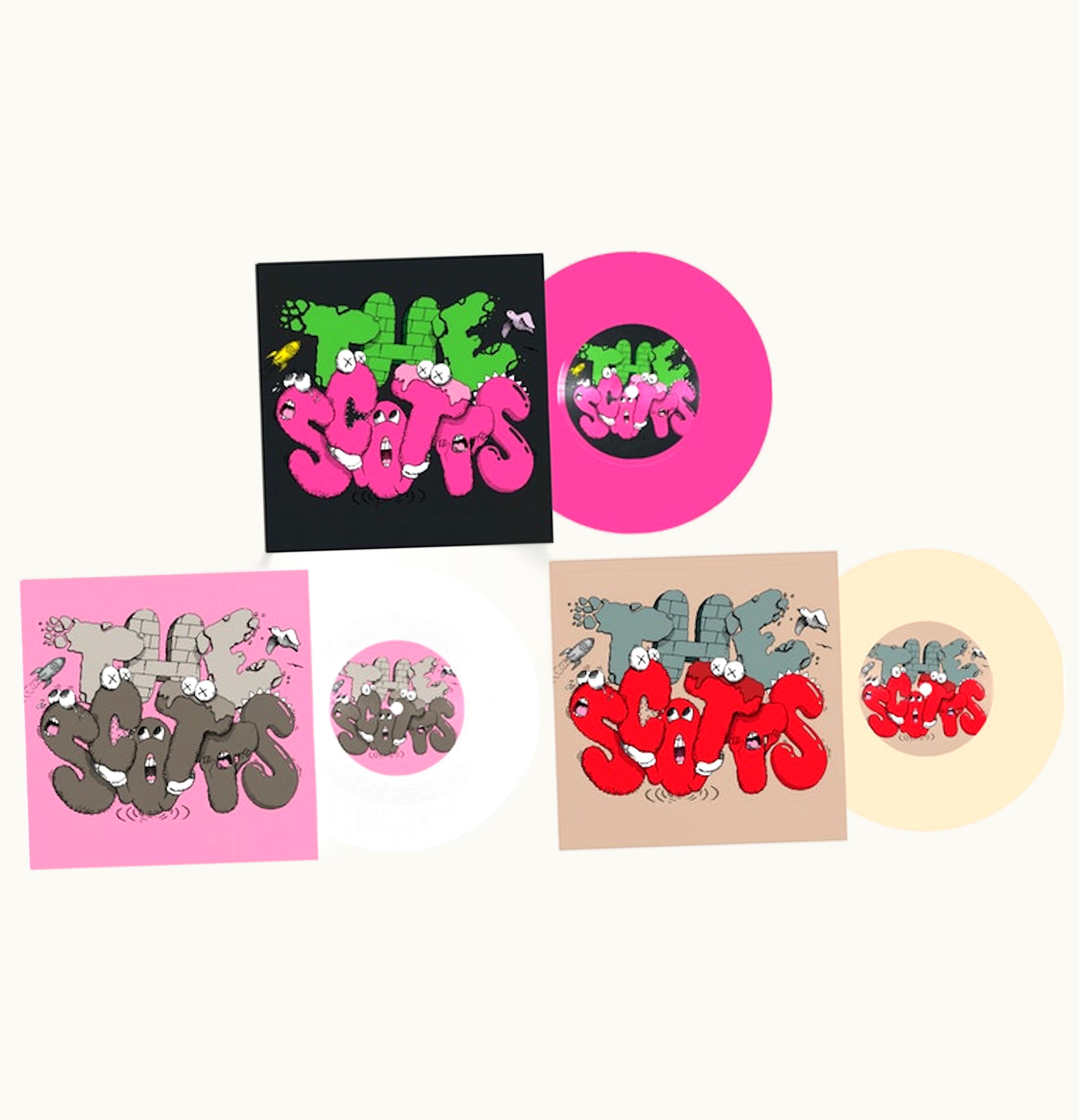 Travis Scott Travis Scott The Scotts KAWS Vinyl 7 Pink White Beige Set
