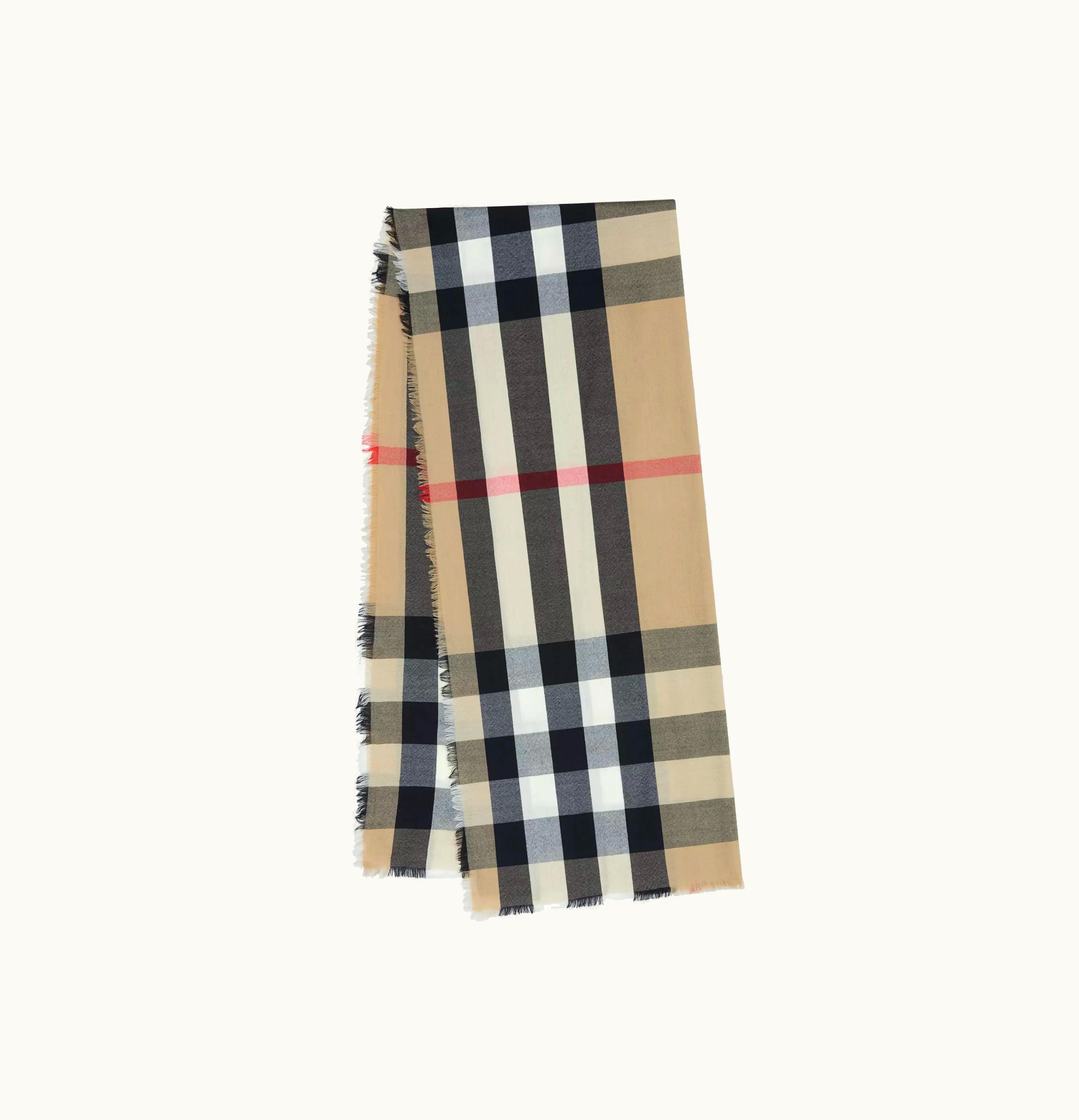 Burberry Burberry Lightweight Check Cashmere Scarf Archive Beige