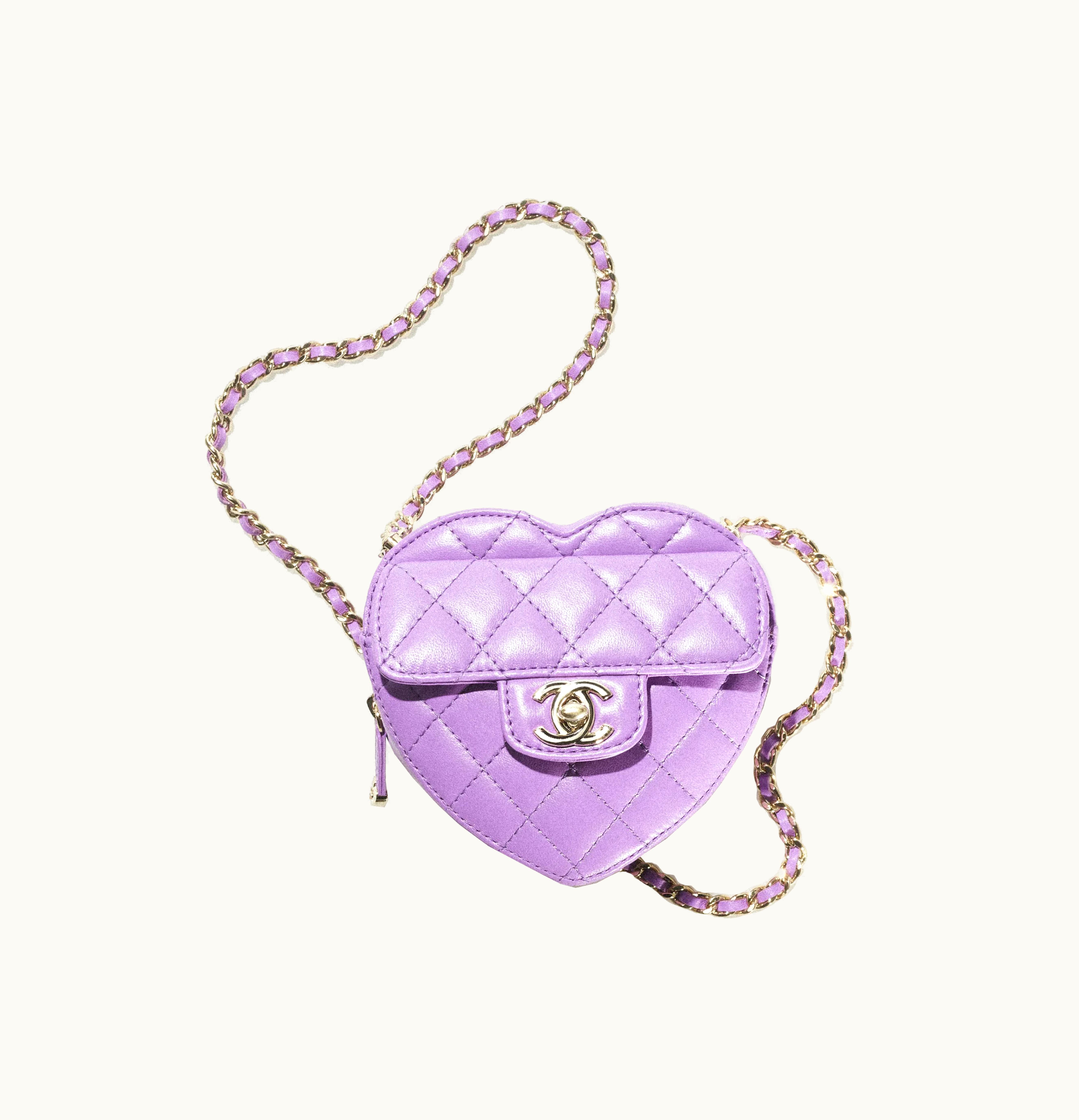 Chanel Chanel Heart Clutch With Chain Mini 22S Purple