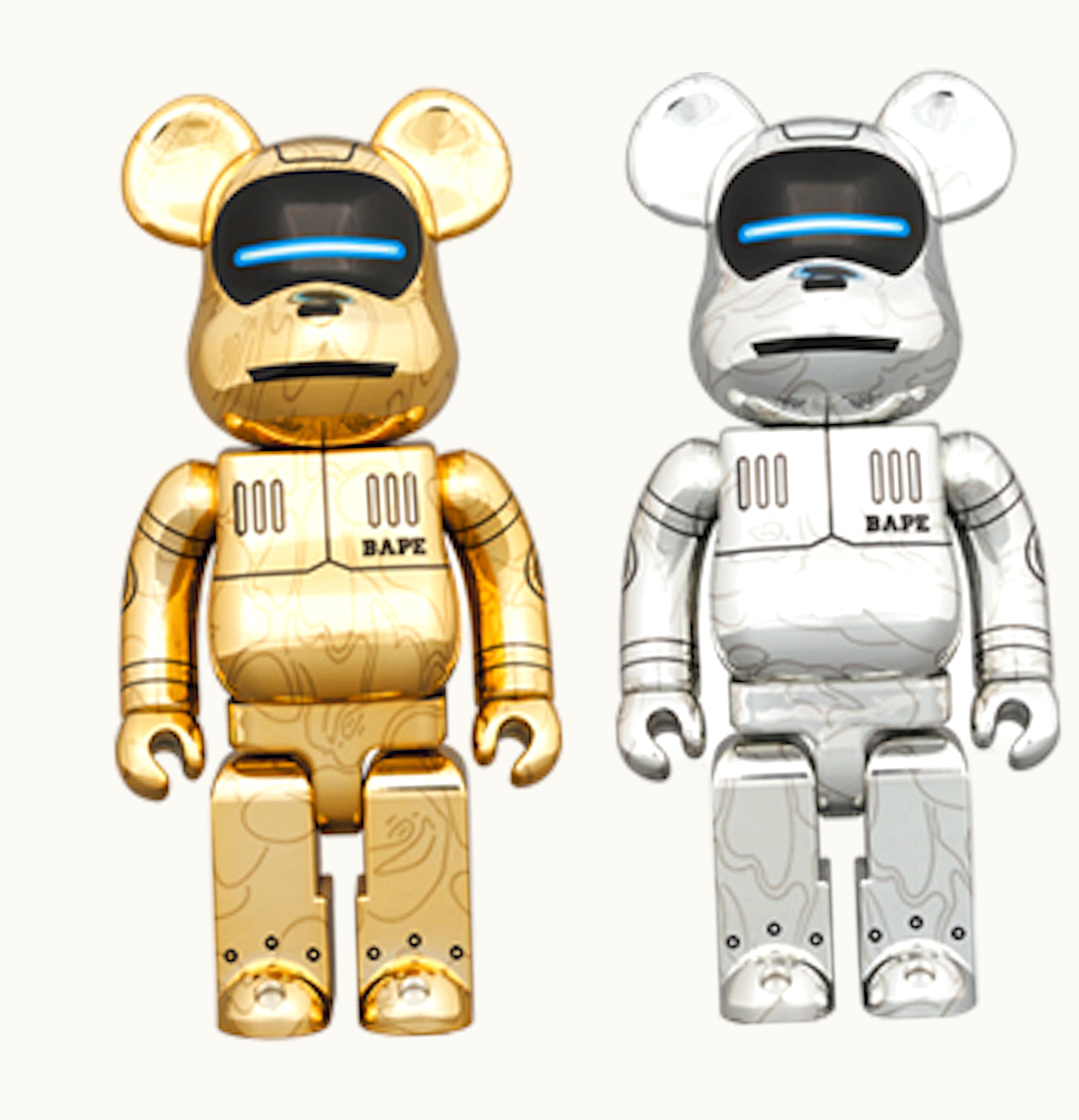Bearbrick Bearbrick x BAPE x Hajime Sorayama Baby Milo 100 400 4x Set Gold Silver