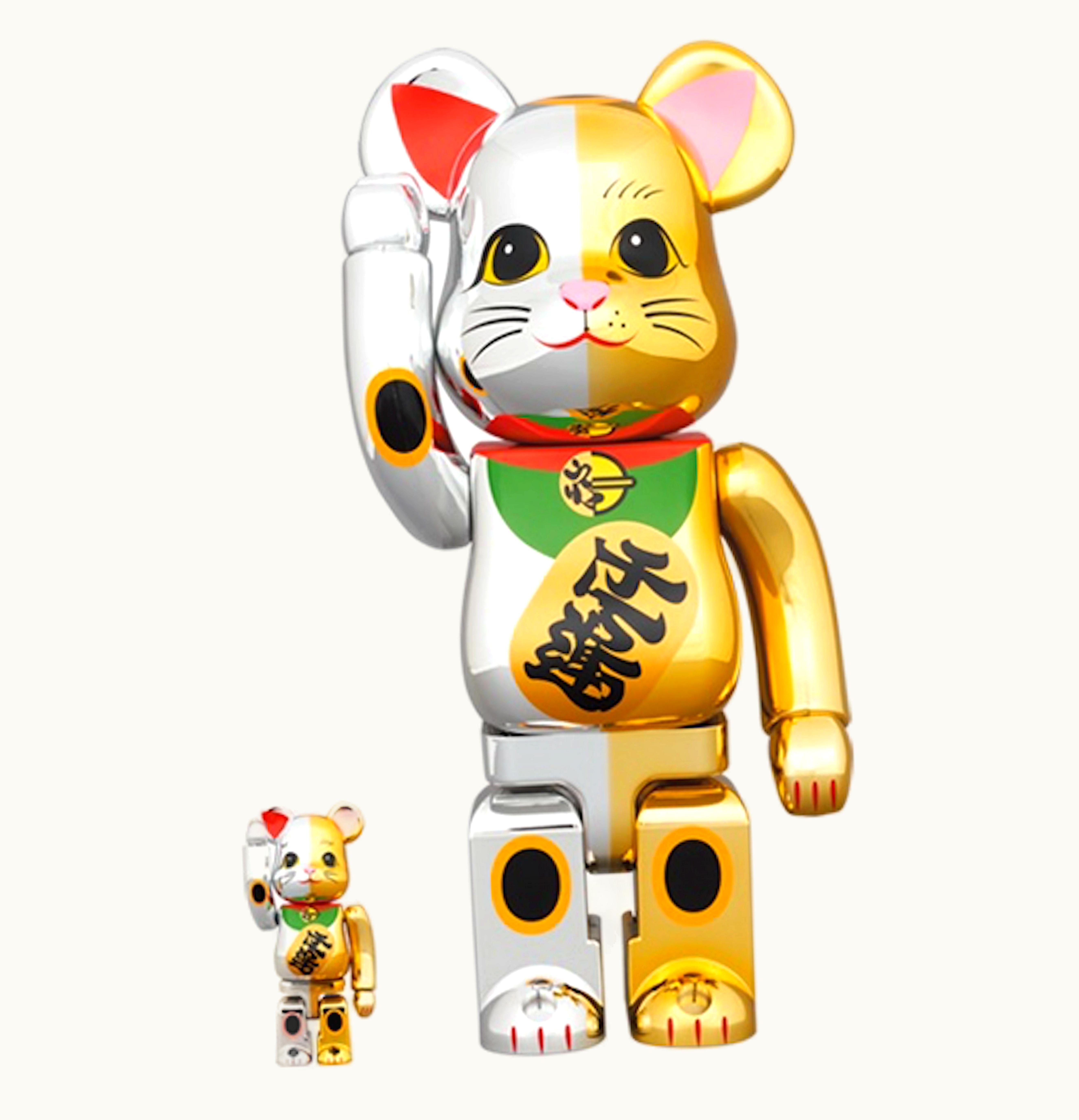 Bearbrick Bearbrick Maneki Neko Good Luck Silver x Ten Million Gold 100 400 Set Silver Gold
