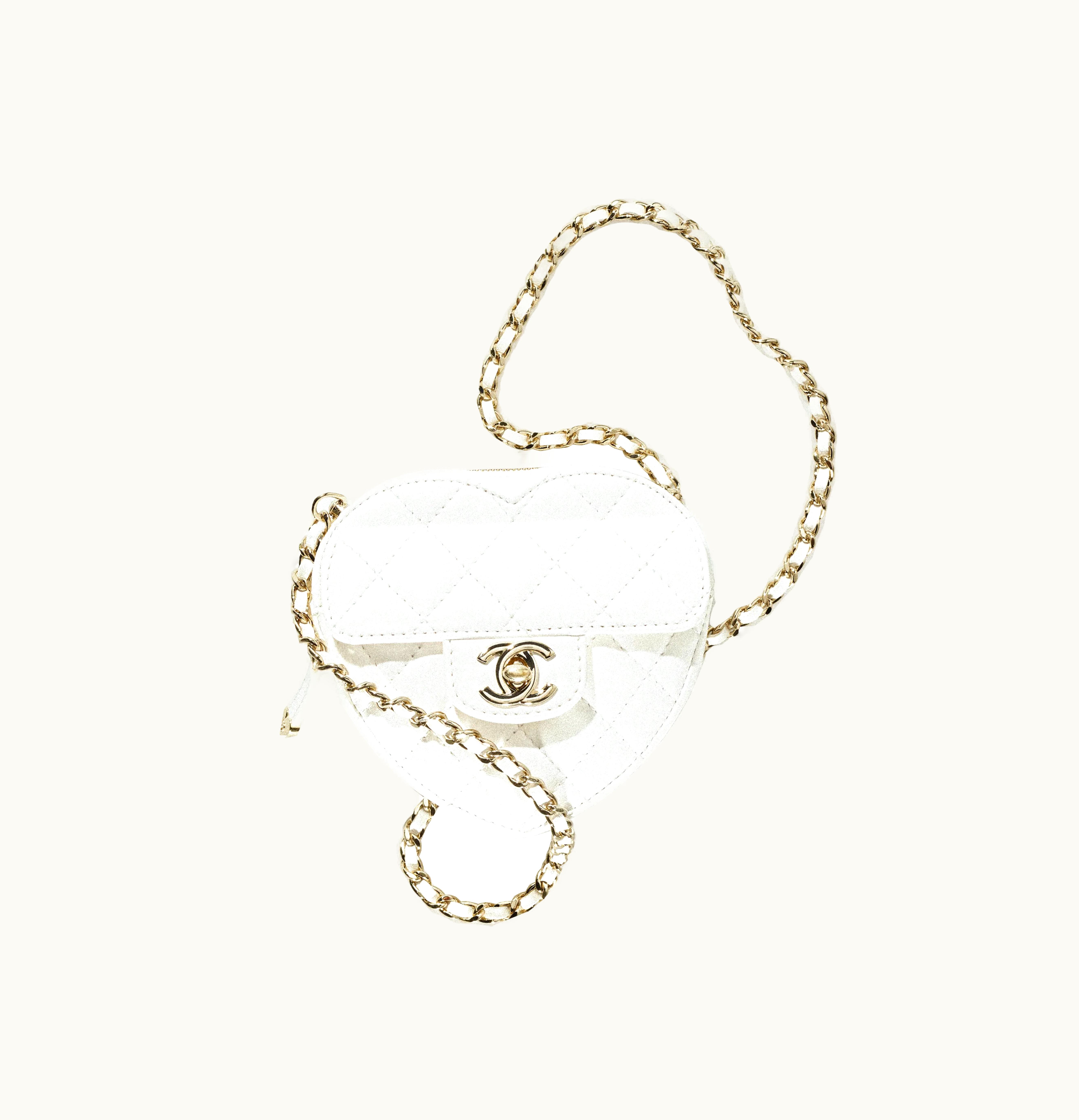 Chanel Chanel Heart Clutch With Chain Mini 22S White