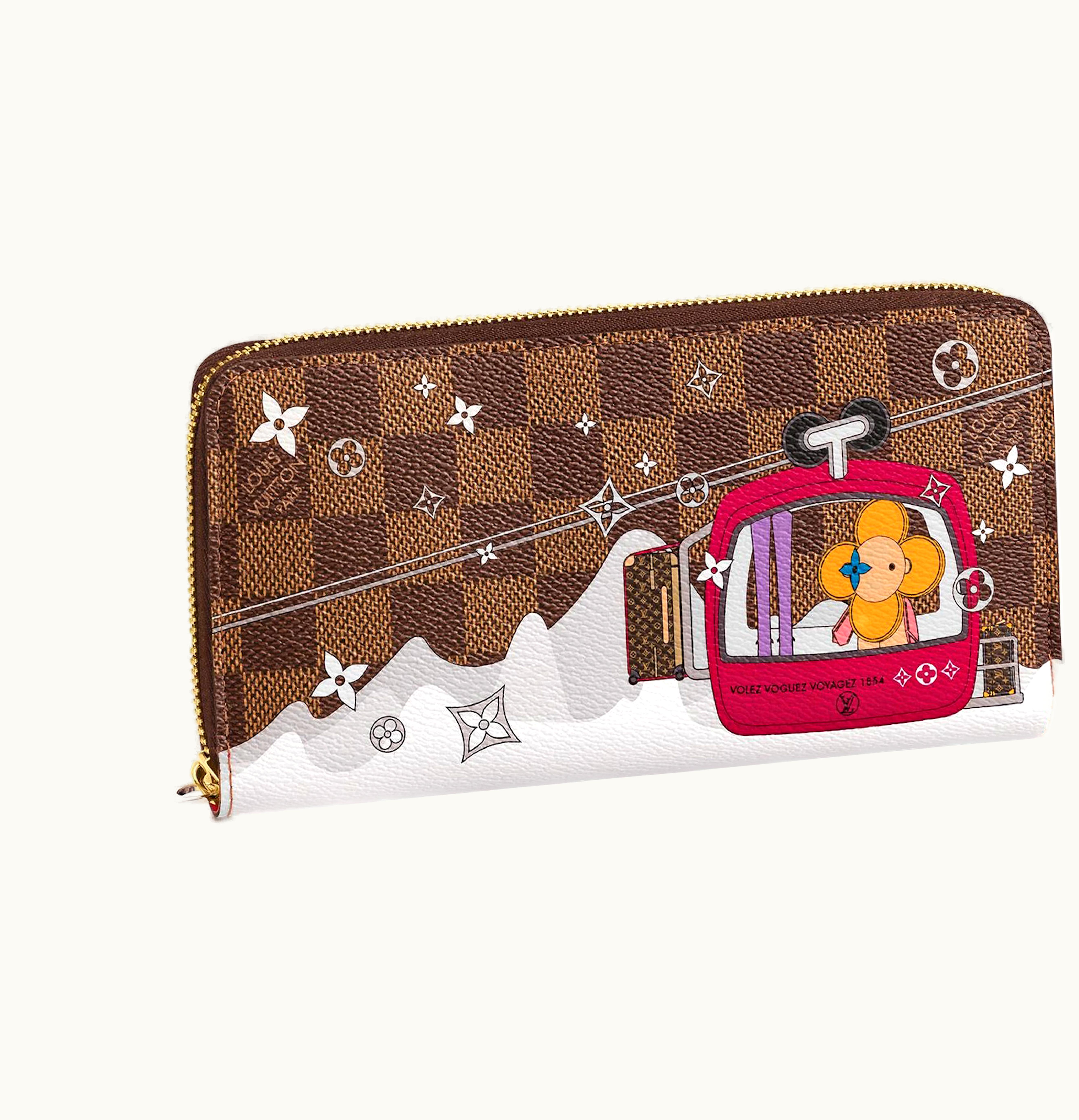 Louis Vuitton Louis Vuitton Zippy Wallet Damier Ebene Vivienne Courchevel Fuchsia Lining