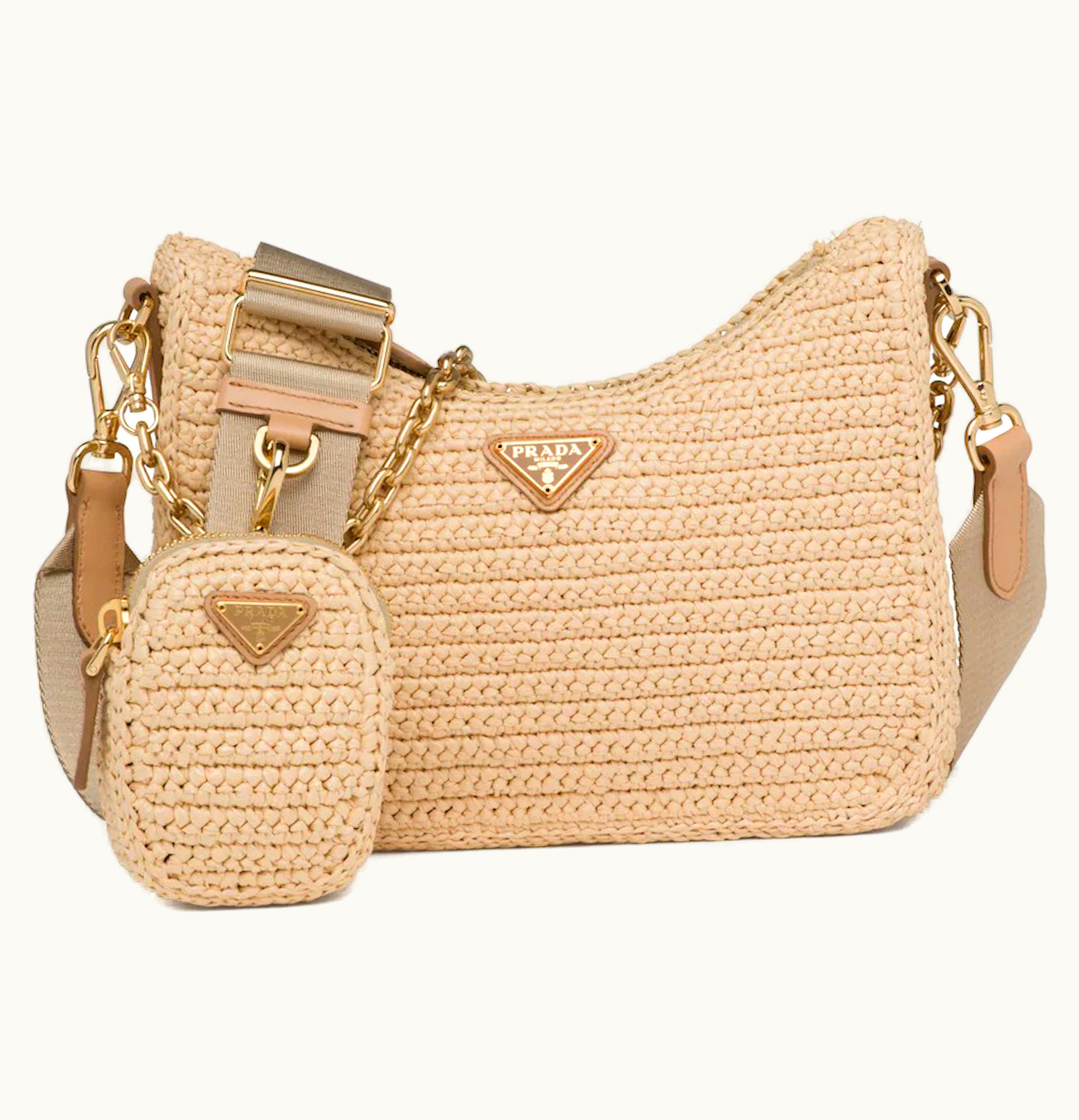 Prada Prada Re Edition 2005 Raffia Bag Tan