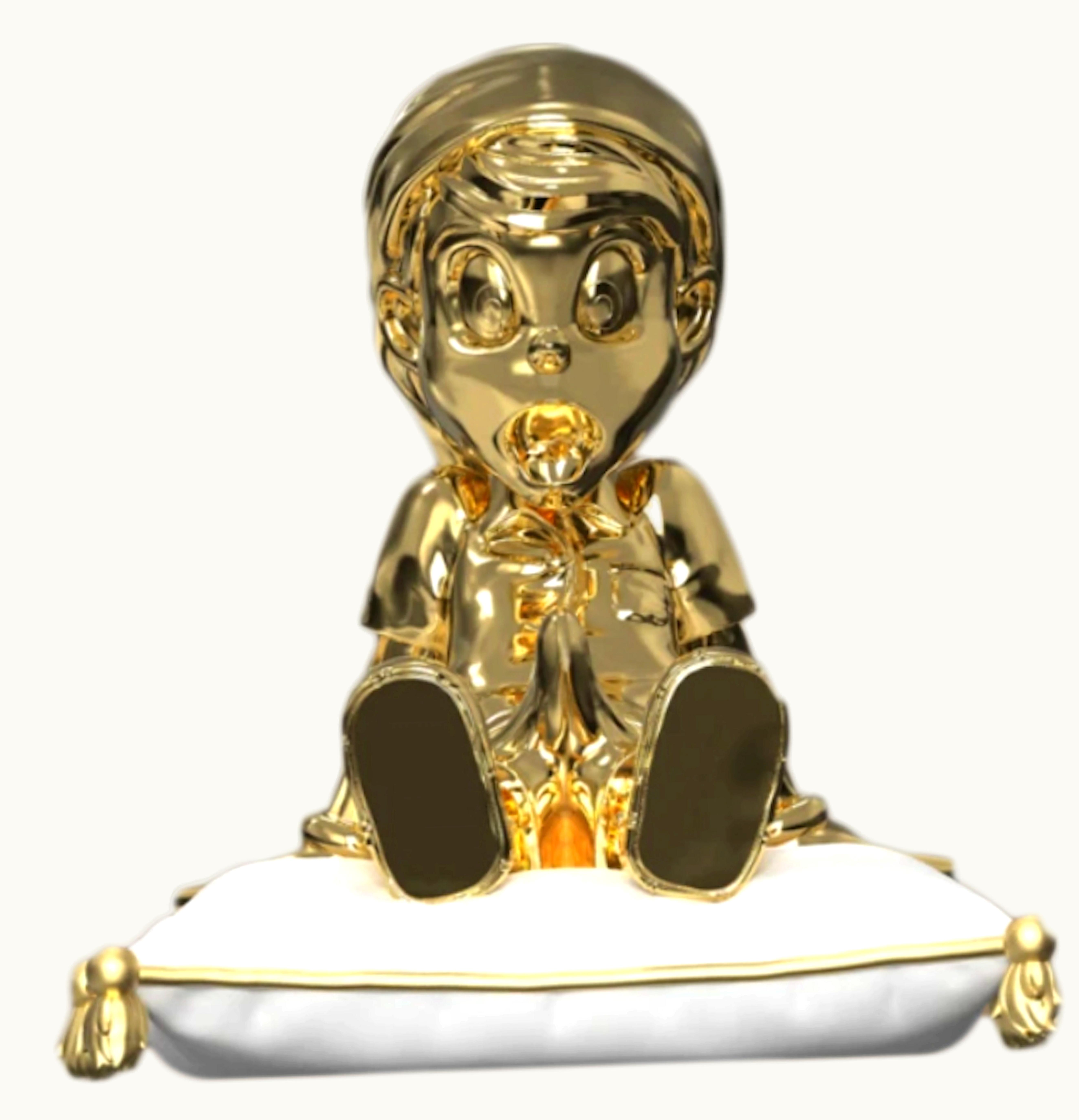 Juce Gace Juce Gace Mighty Jaxx A Wood Awakening Chill Out Porcelain Figure Gold Chrome Edition